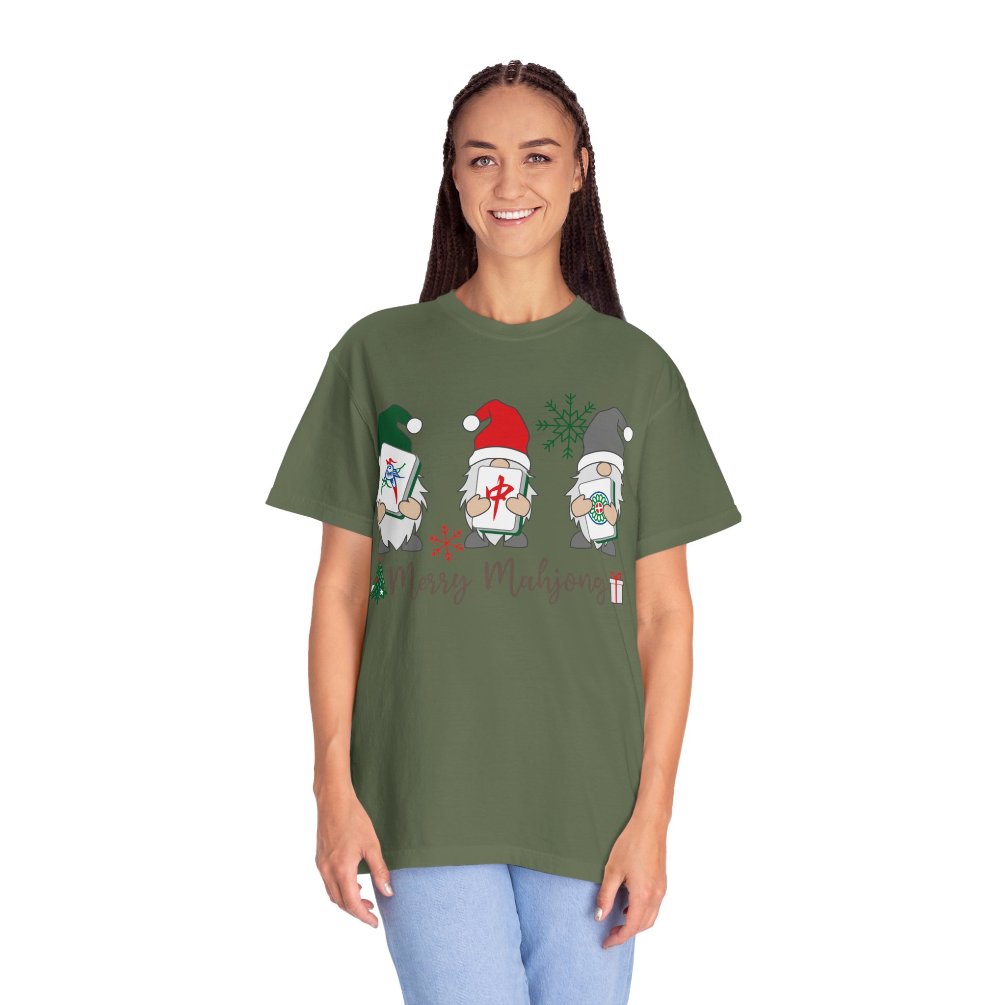 Merry Mahjong Gnome Christmas T-Shirt | Holiday Mahjong Game Night Tee - Image 32