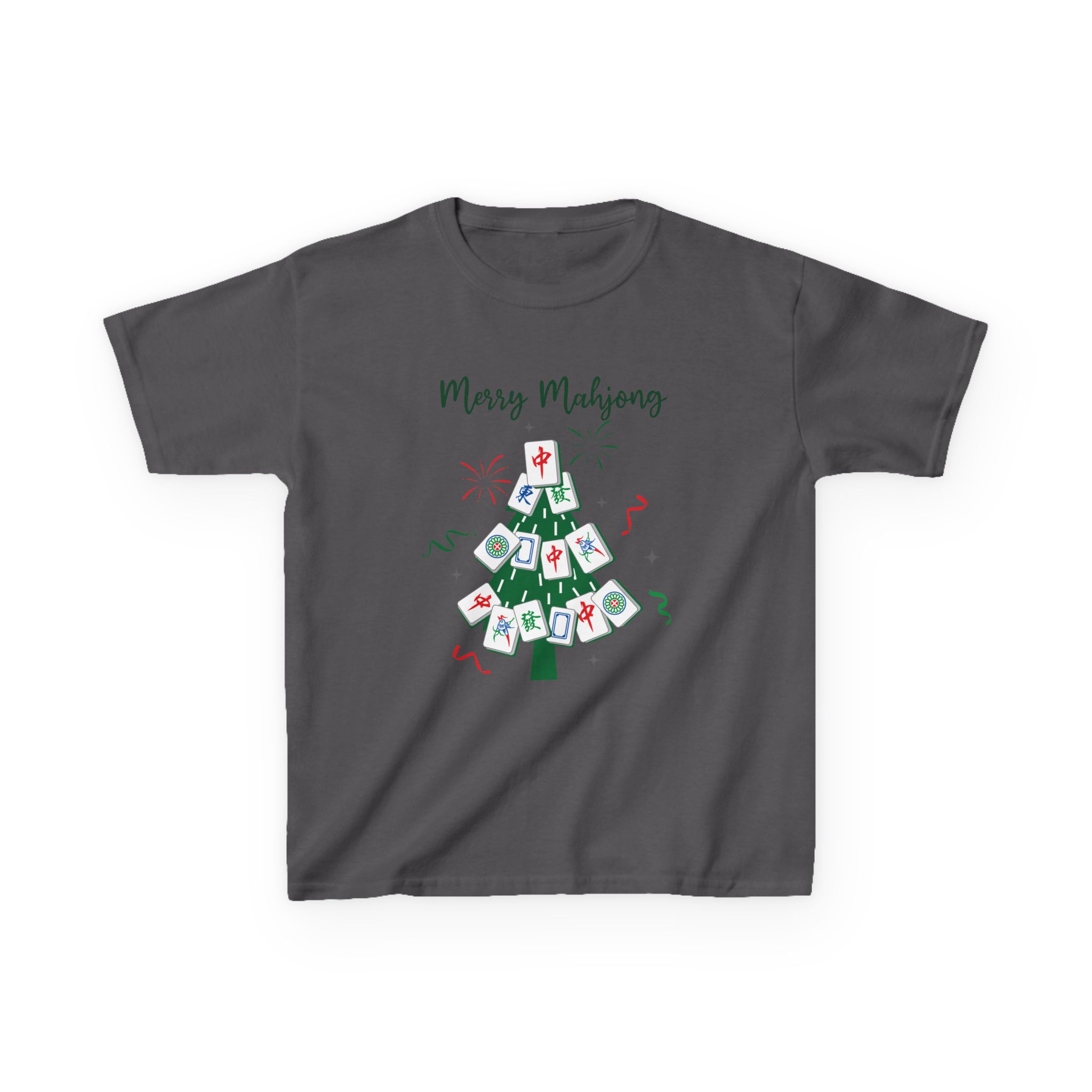Merry Mahjong Baby Kids Tee | Holiday Mahjong Tree Graphic Shirt - Image 145