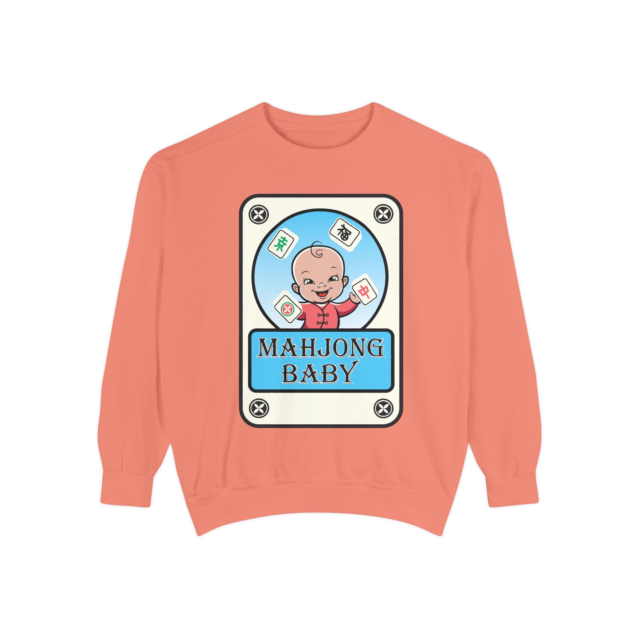 Mahjong Baby Sweatshirt | Unisex Garment-Dyed Crewneck in Baby Blue - Image 9