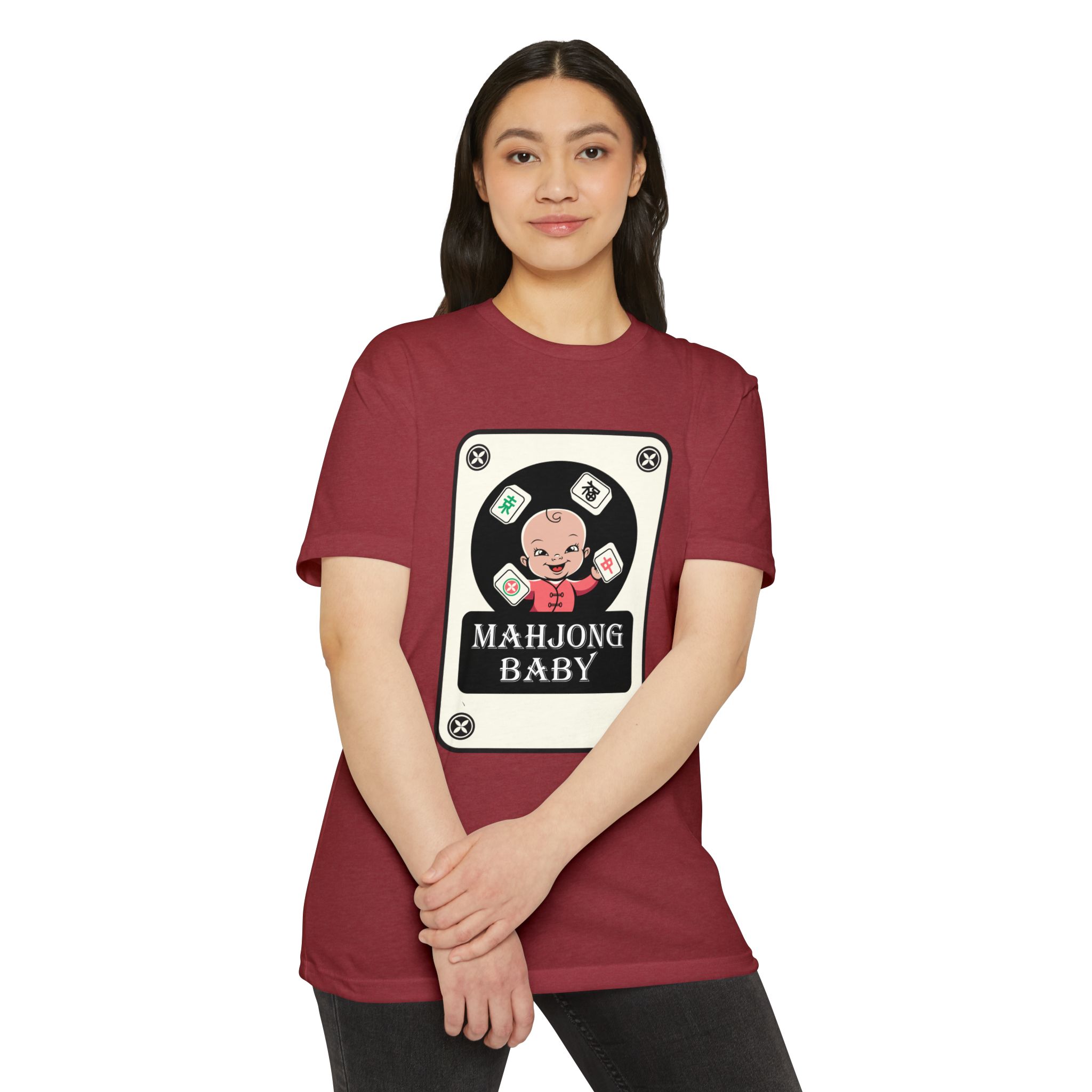 Mahjong Baby Graphic T-Shirt | Black Retro Mahjong Tile Tee for Players & Fans - Image 84