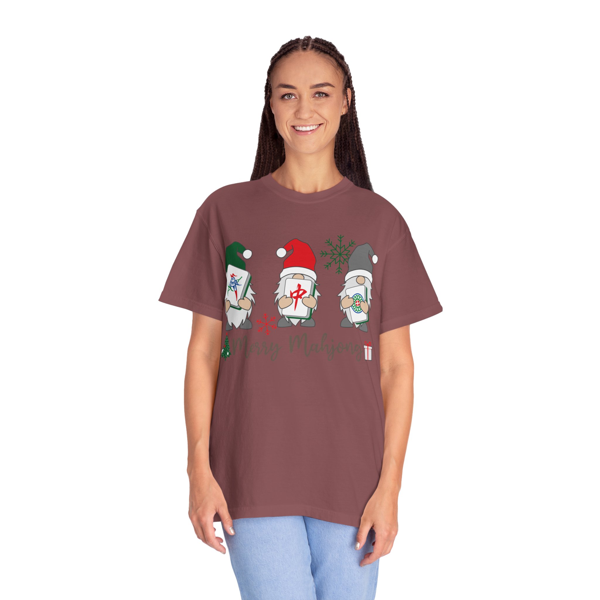 Merry Mahjong Gnome Christmas T-Shirt | Holiday Mahjong Game Night Tee - Image 8