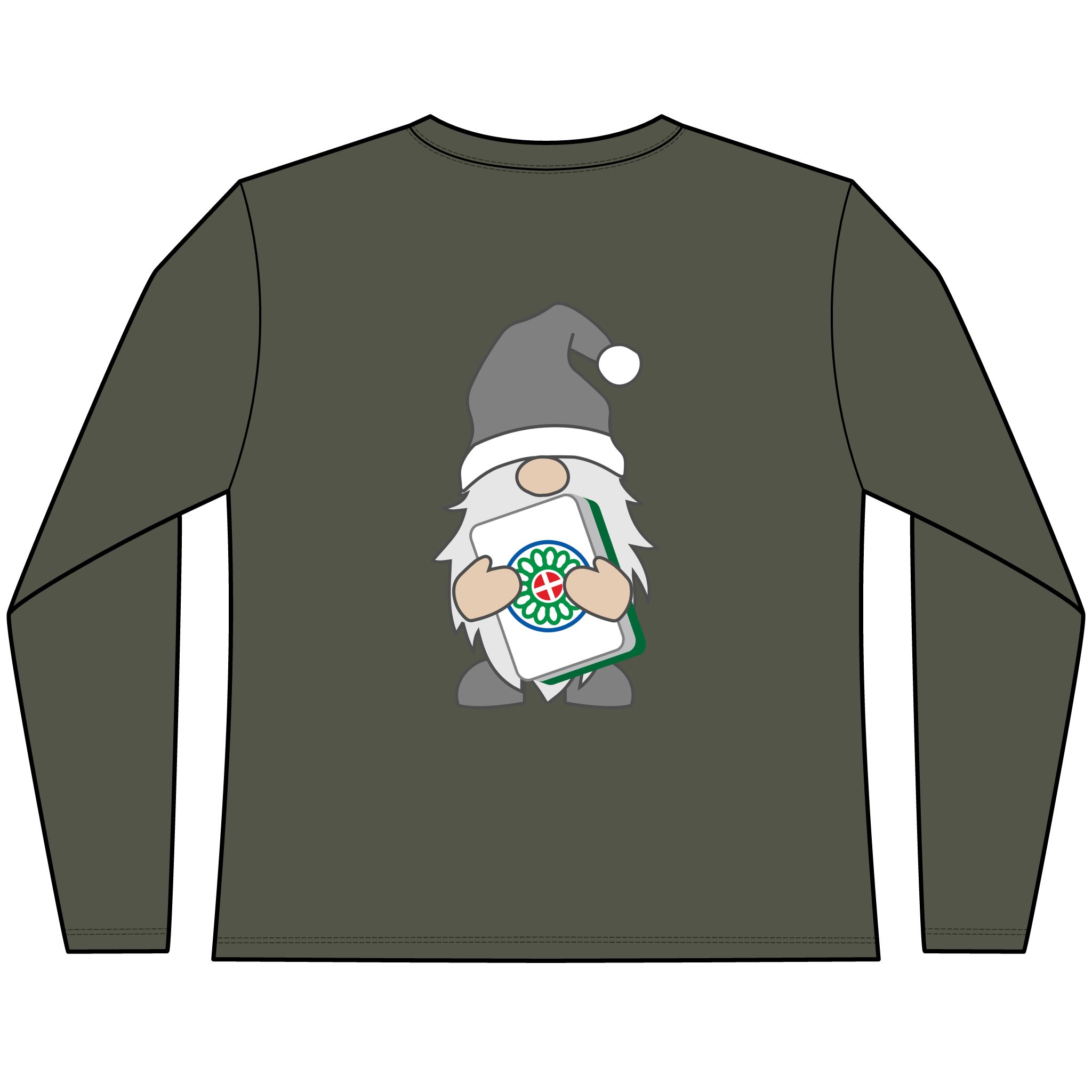 Merry Mahjong Christmas Gnome Long Sleeve Tee | Holiday Mahjong Shirt for Game Nights - Image 6