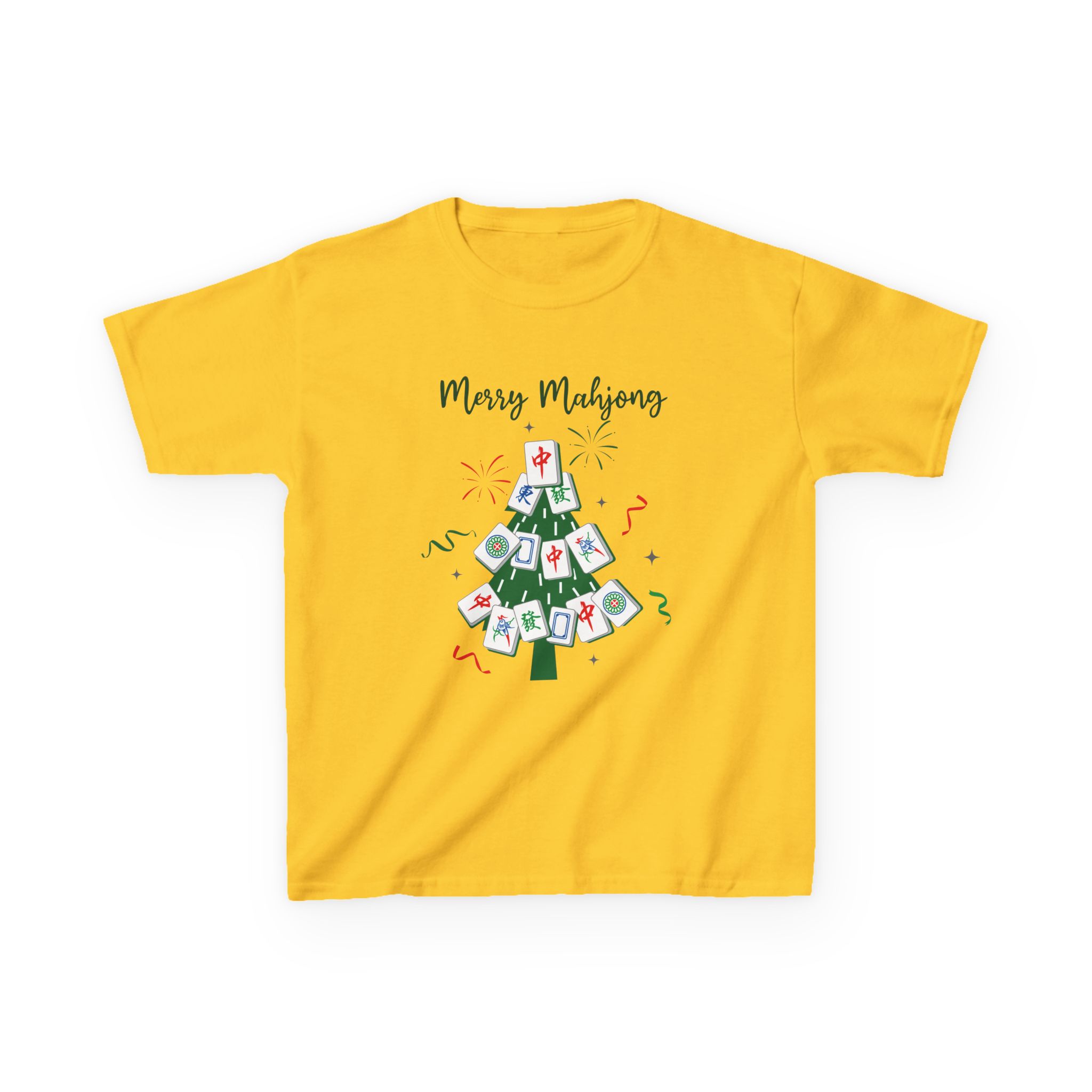 Merry Mahjong Baby Kids Tee | Holiday Mahjong Tree Graphic Shirt - Image 82