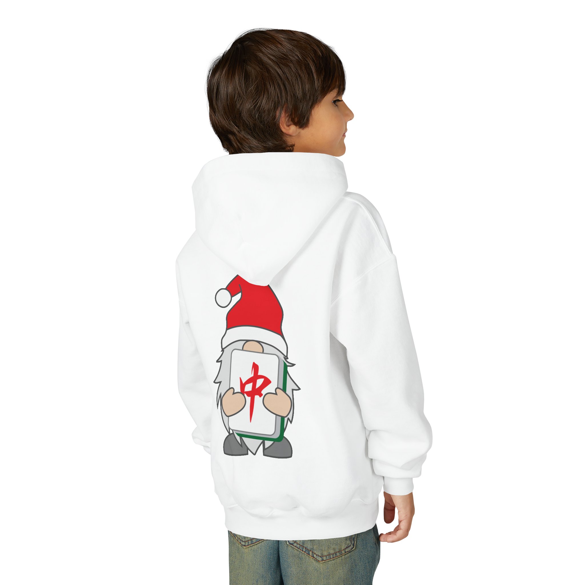 Merry Mahjong Youth Hoodie | Holiday Gnome Kids’ Sweatshirt - Image 5
