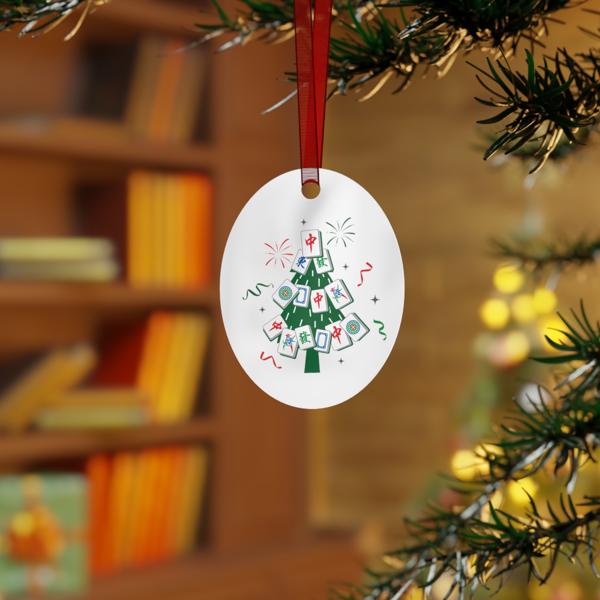 Mahjong Christmas Ornament | Merry Mahjong Metal Holiday Tree Decor - Image 8