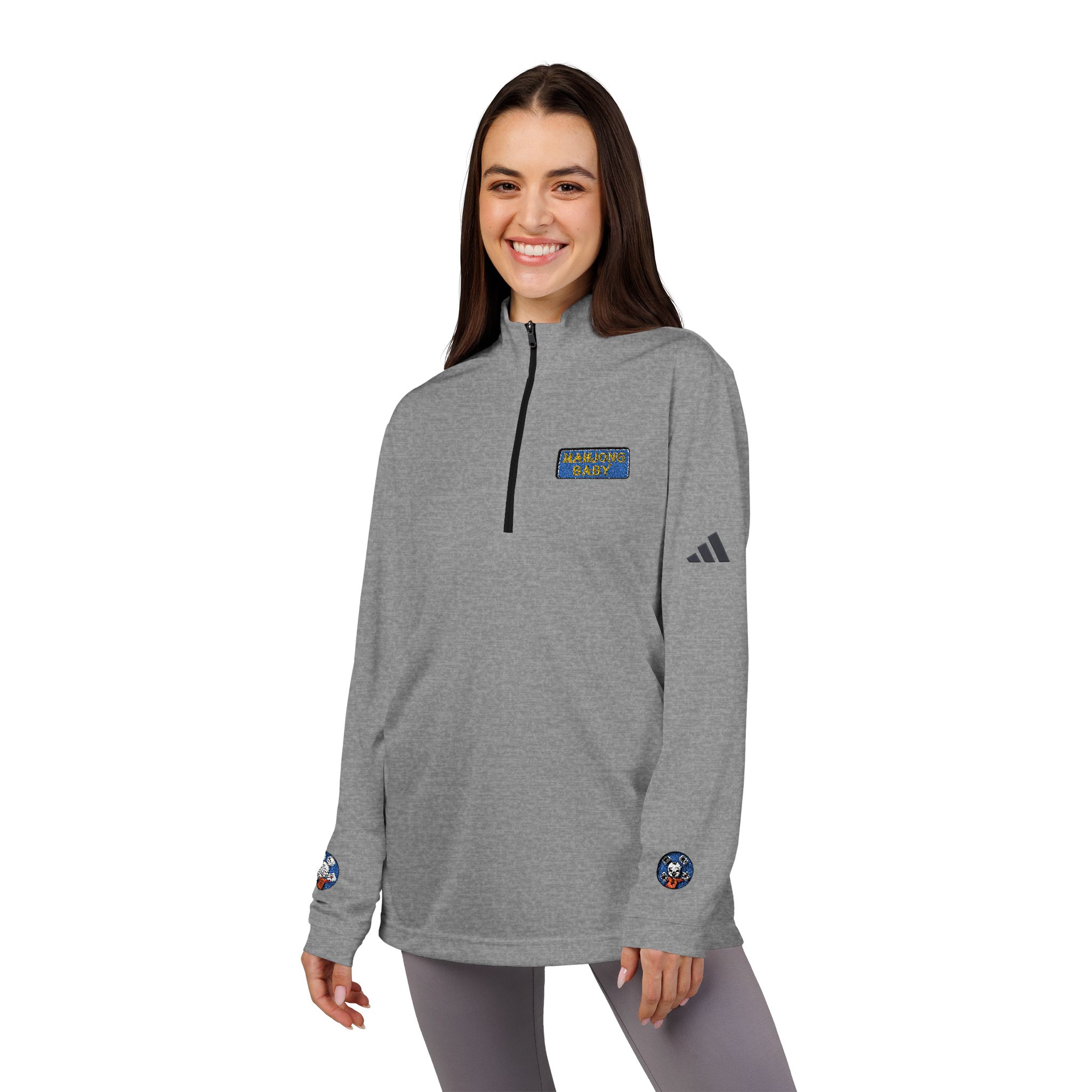 Mahjong Baby Embroidered Quarter-Zip Pullover | Retro Tiger Crest Performance Layer - Image 14