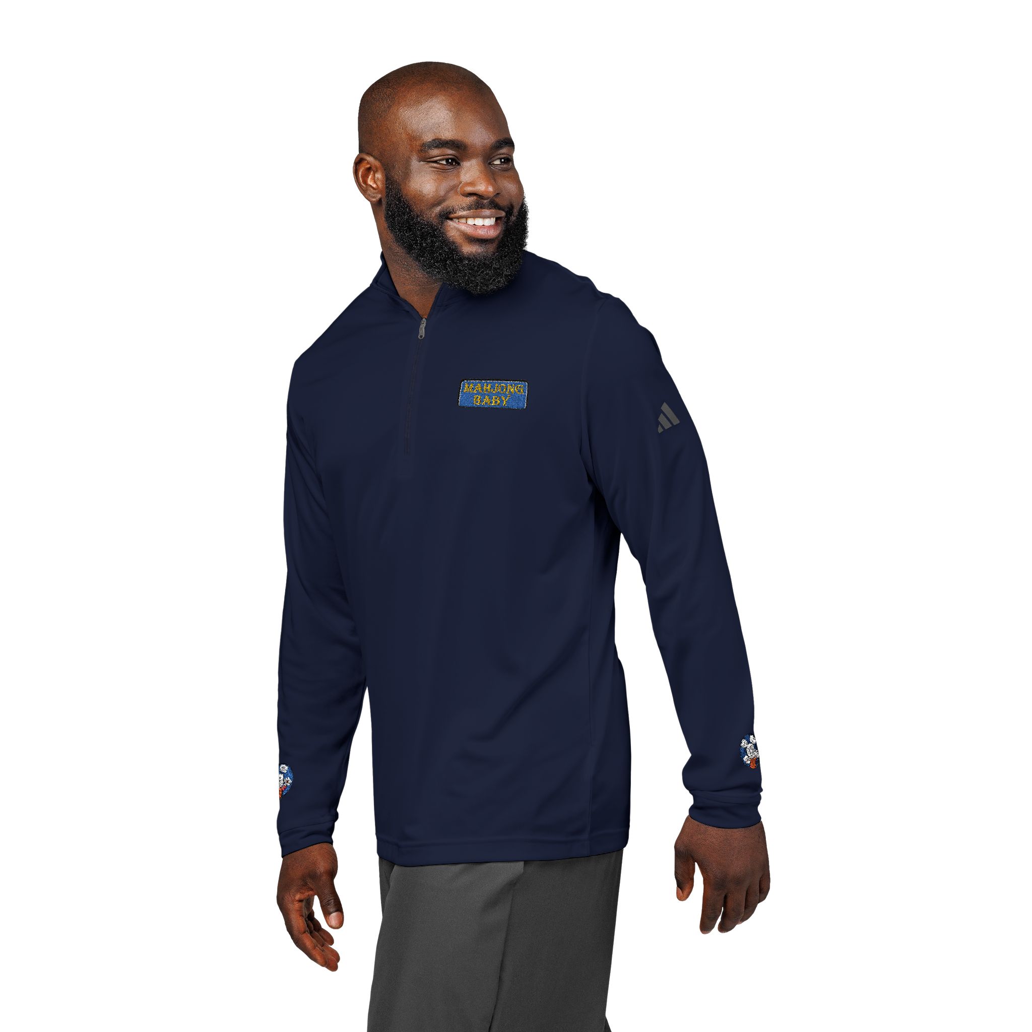 Mahjong Baby Embroidered Quarter-Zip Pullover | Retro Tiger Crest Performance Layer - Image 23