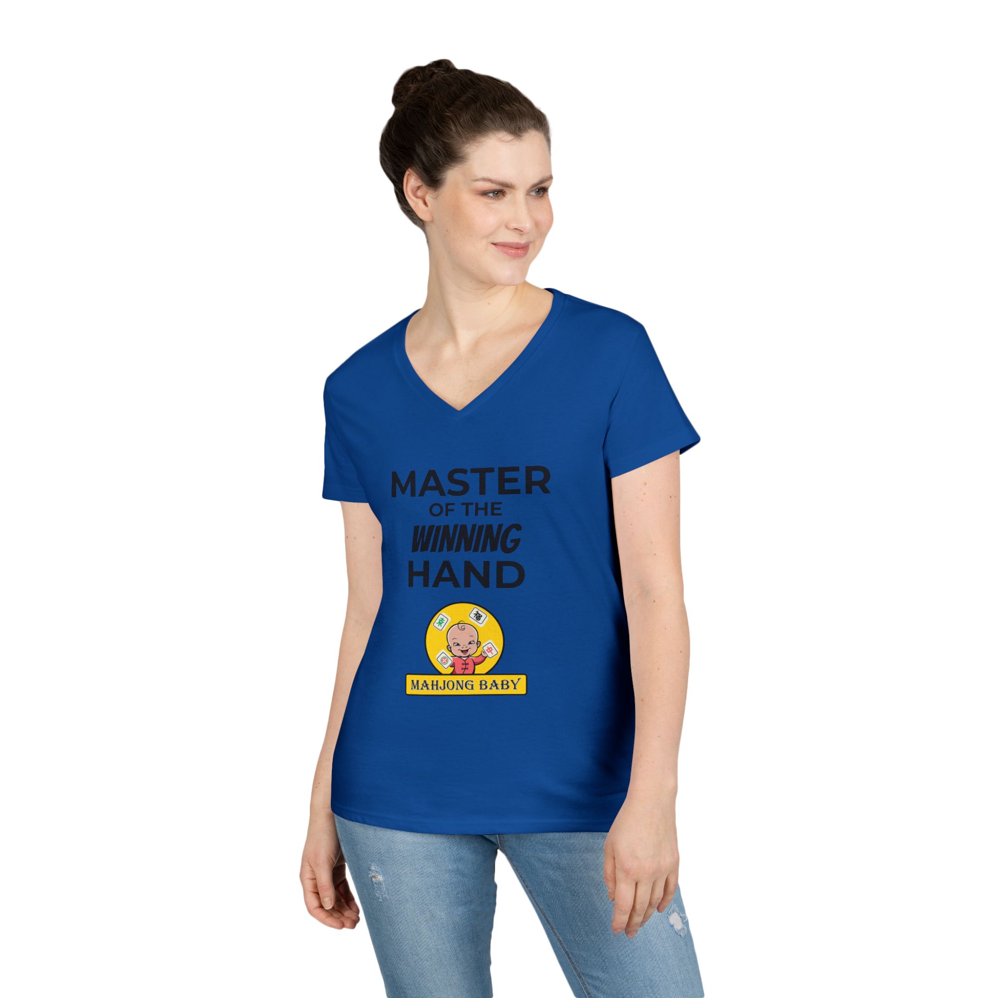 Mahjong Baby V-Neck T-Shirt | Master of the Winning Hand Tee - Image 24