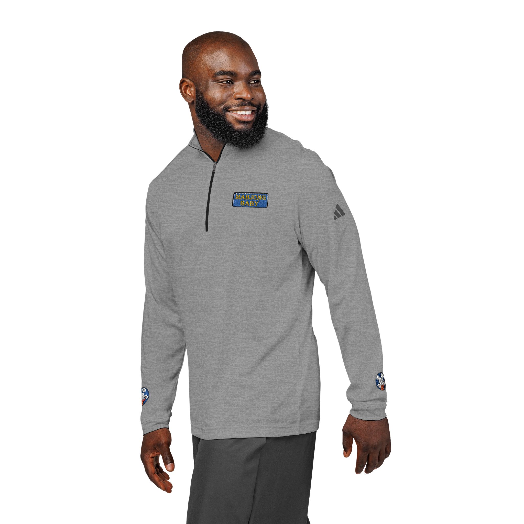Mahjong Baby Embroidered Quarter-Zip Pullover | Retro Tiger Crest Performance Layer - Image 15