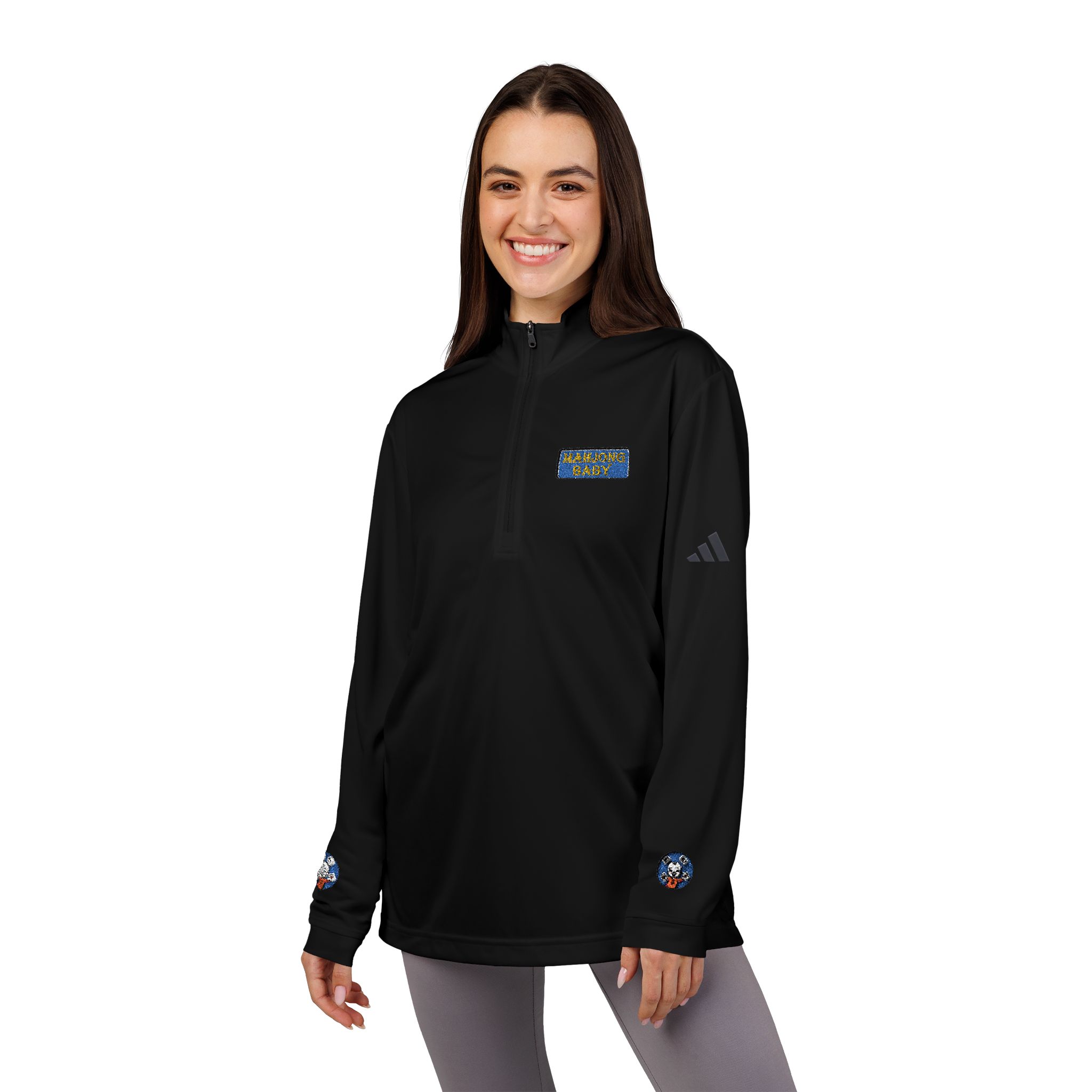 Mahjong Baby Embroidered Quarter-Zip Pullover | Retro Tiger Crest Performance Layer - Image 30