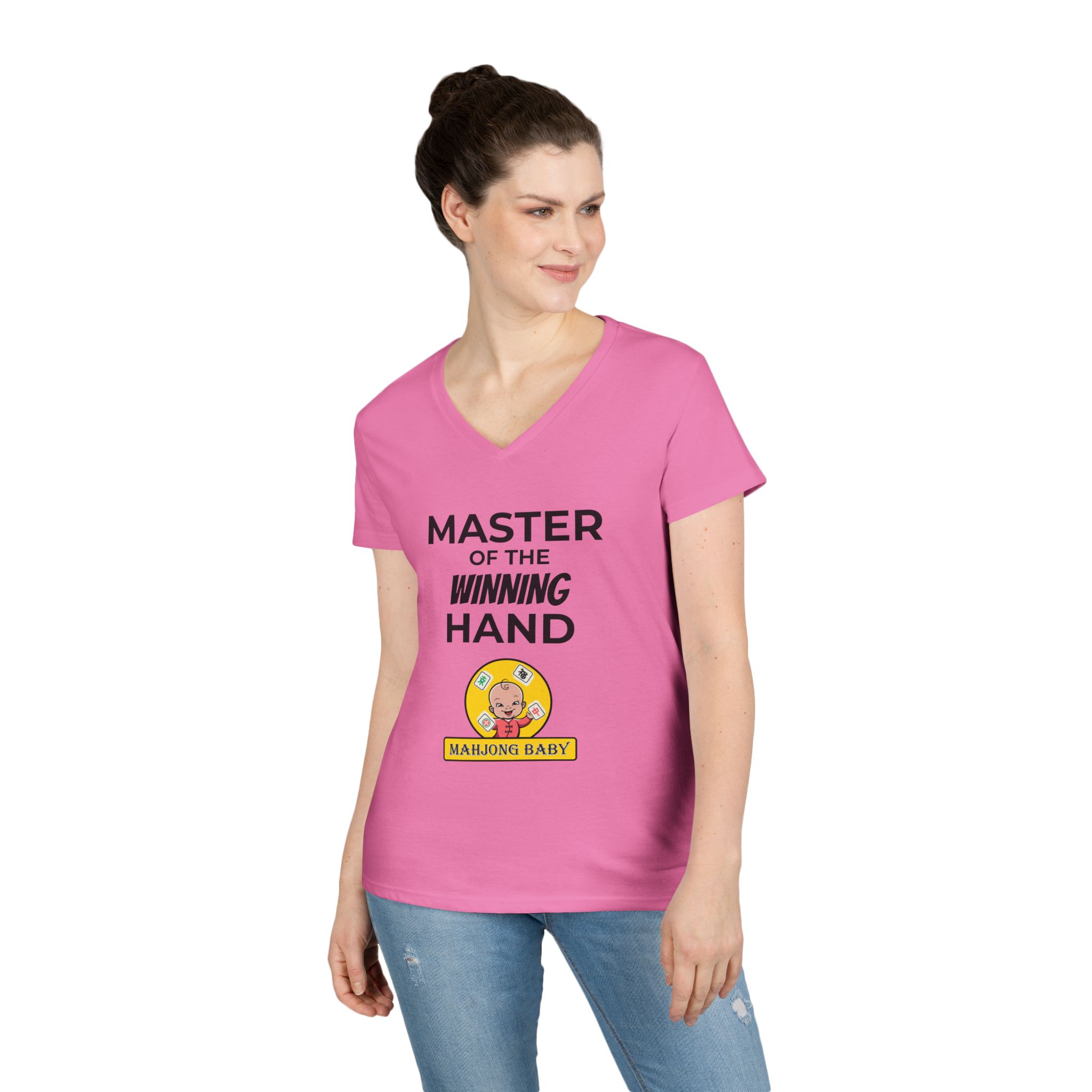 Mahjong Baby V-Neck T-Shirt | Master of the Winning Hand Tee - Image 36