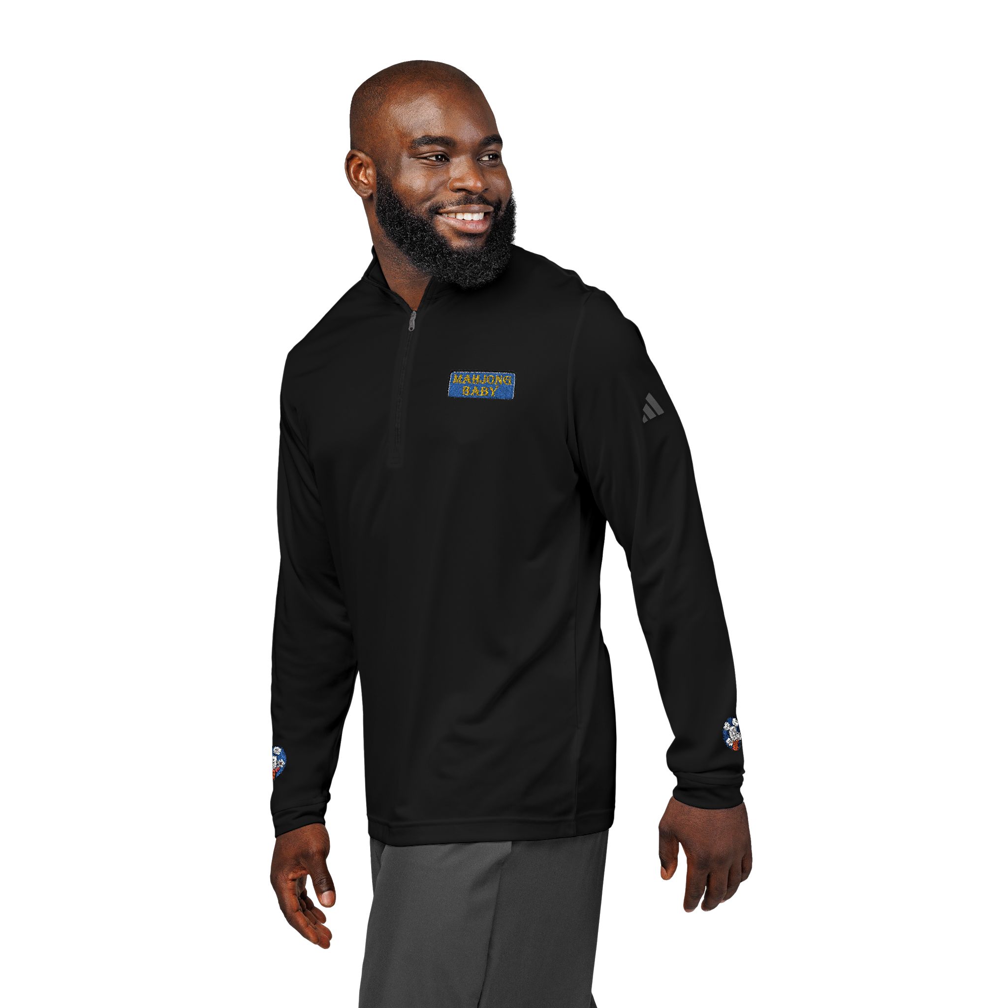 Mahjong Baby Embroidered Quarter-Zip Pullover | Retro Tiger Crest Performance Layer - Image 31