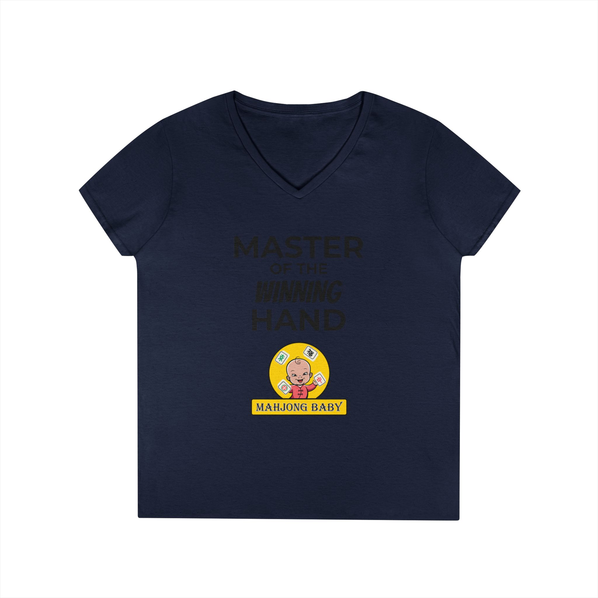 Mahjong Baby V-Neck T-Shirt | Master of the Winning Hand Tee - Image 25