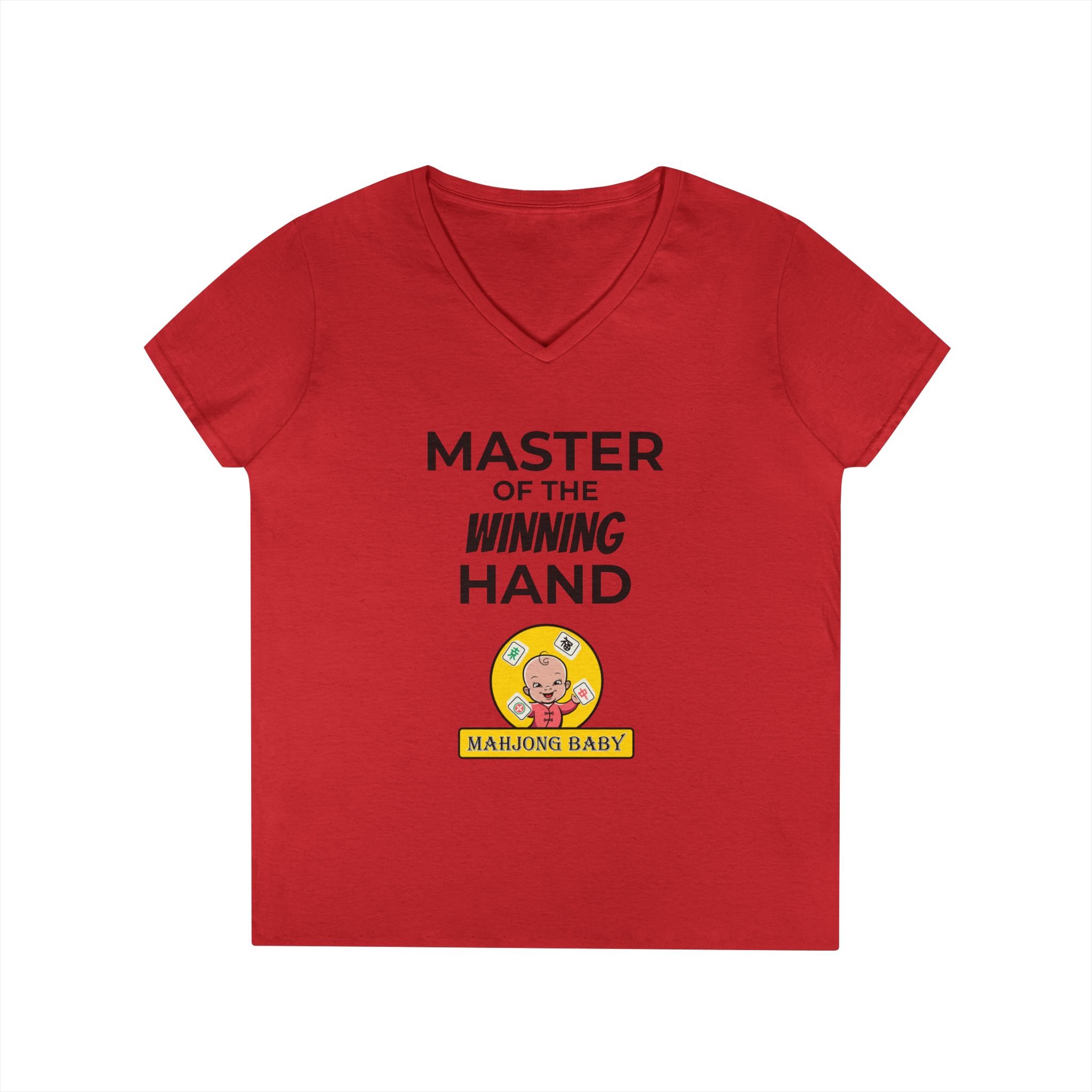 Mahjong Baby V-Neck T-Shirt | Master of the Winning Hand Tee - Image 40