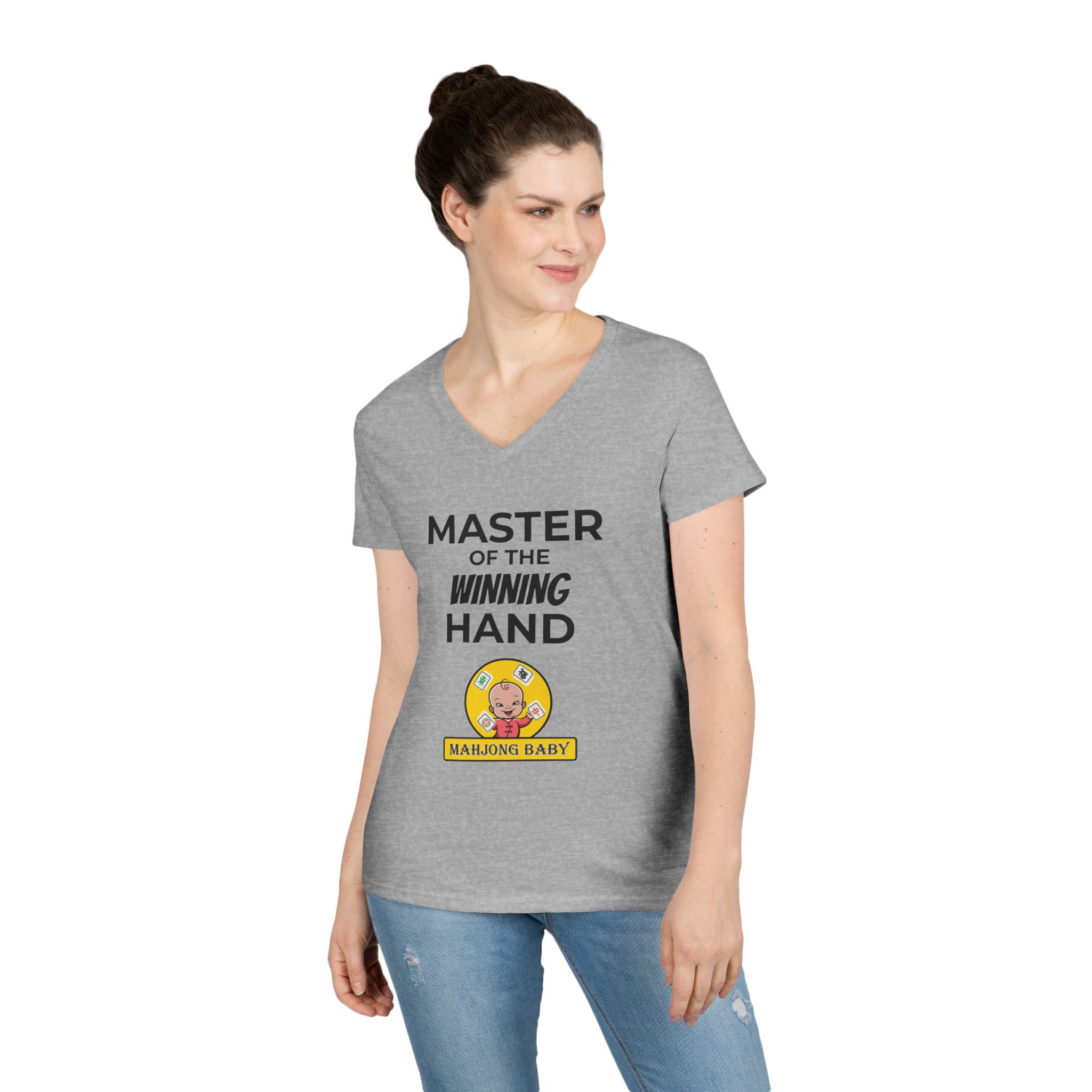 Mahjong Baby V-Neck T-Shirt | Master of the Winning Hand Tee - Image 12