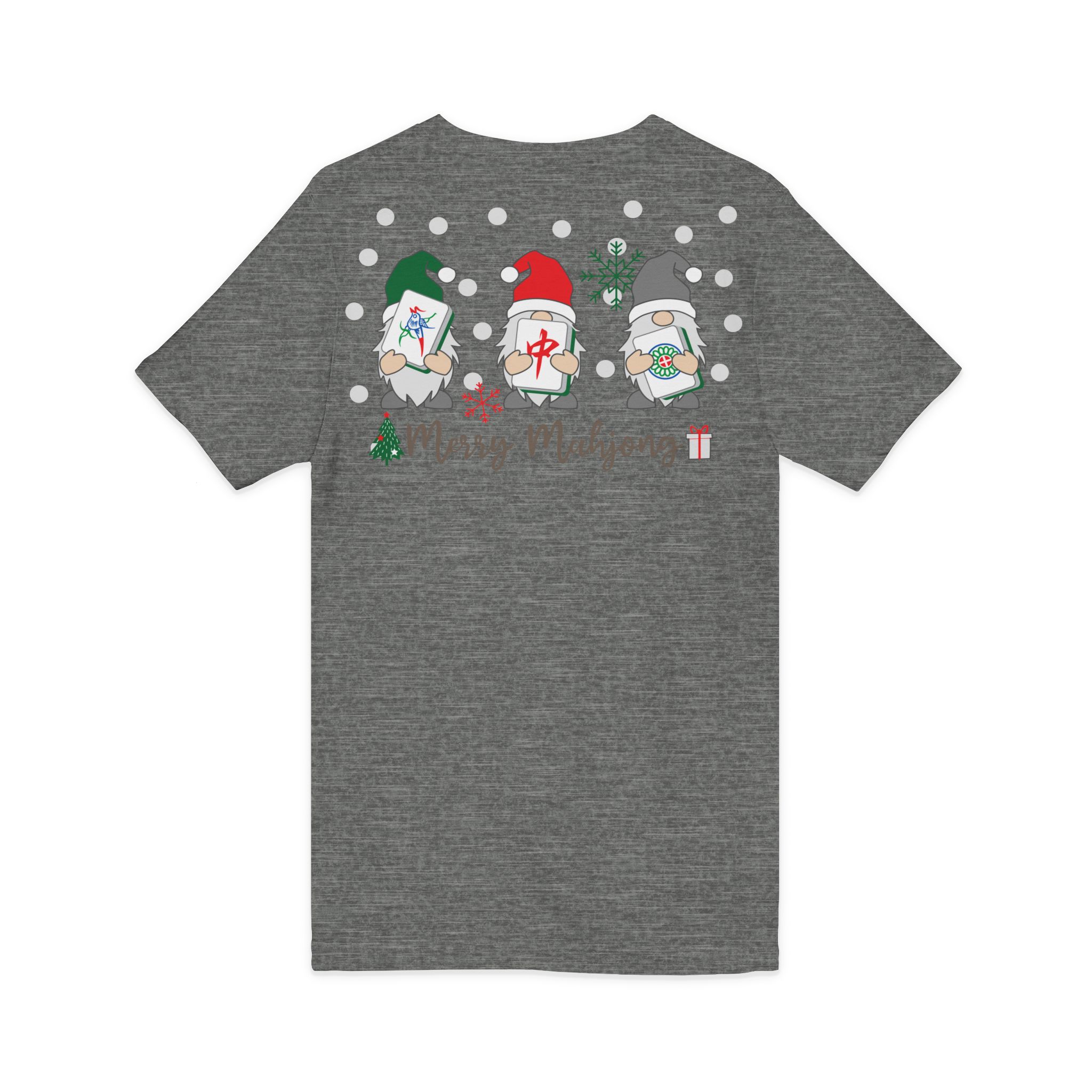 Merry Mahjong Christmas Tree V-Neck Tee | Festive Mahjong Tile Graphic Shirt for Game Lovers - Image 12