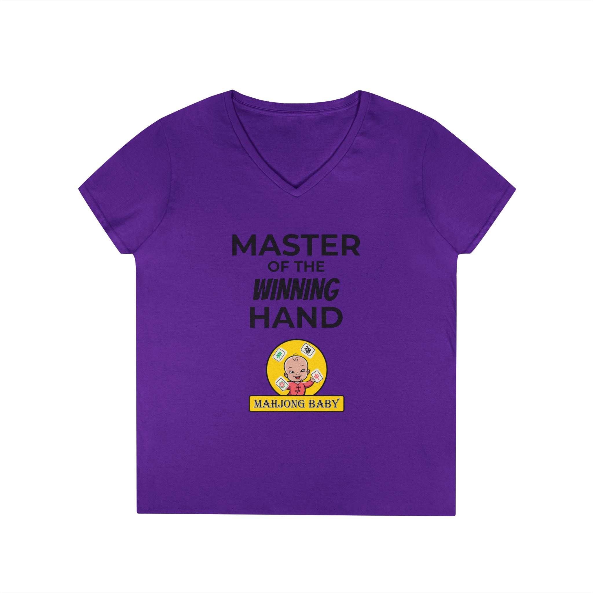 Mahjong Baby V-Neck T-Shirt | Master of the Winning Hand Tee - Image 31