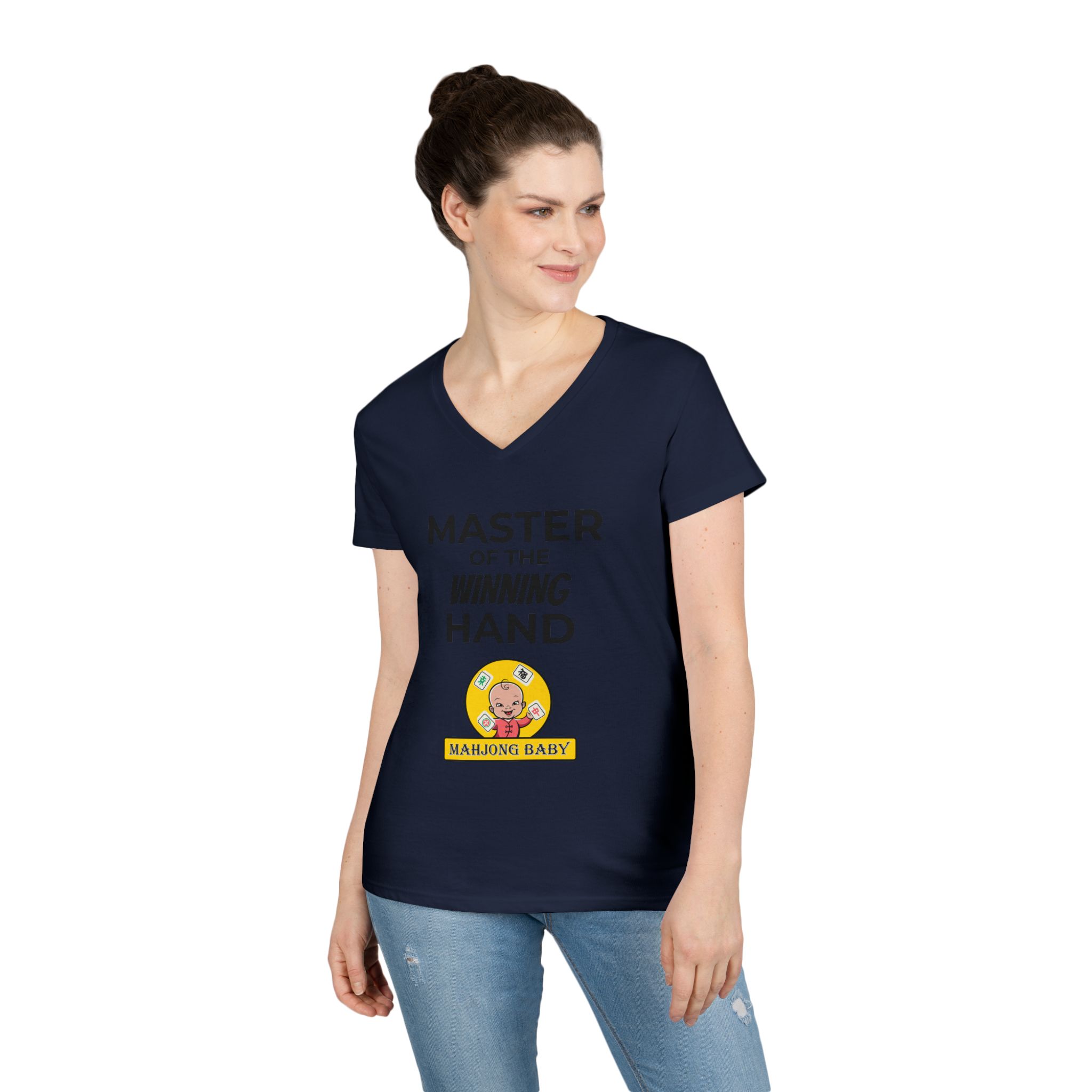 Mahjong Baby V-Neck T-Shirt | Master of the Winning Hand Tee - Image 27