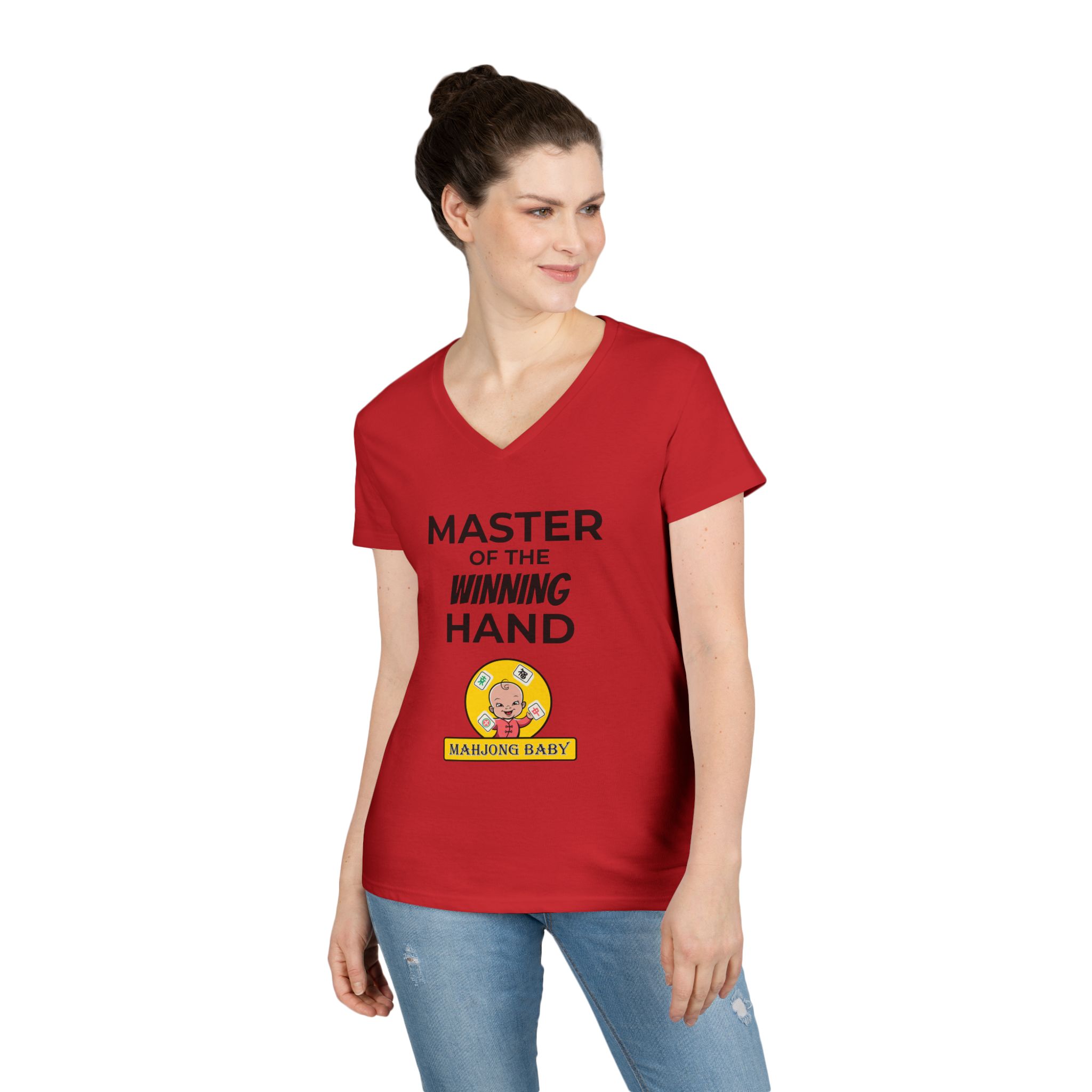 Mahjong Baby V-Neck T-Shirt | Master of the Winning Hand Tee - Image 42