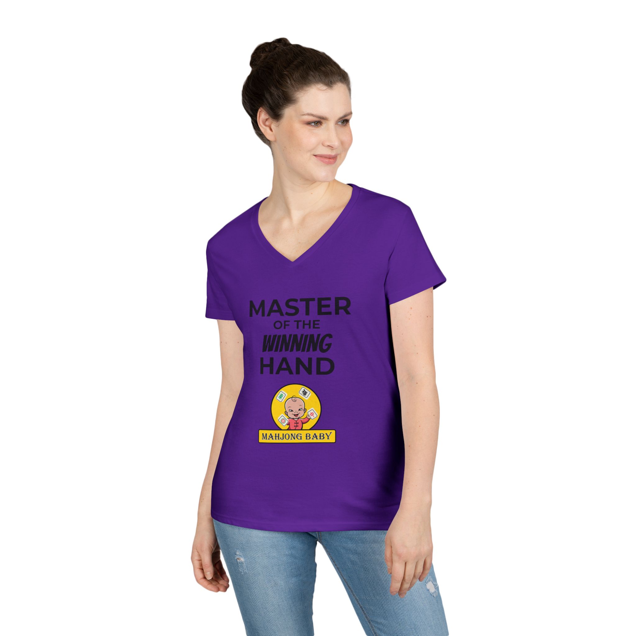 Mahjong Baby V-Neck T-Shirt | Master of the Winning Hand Tee - Image 33