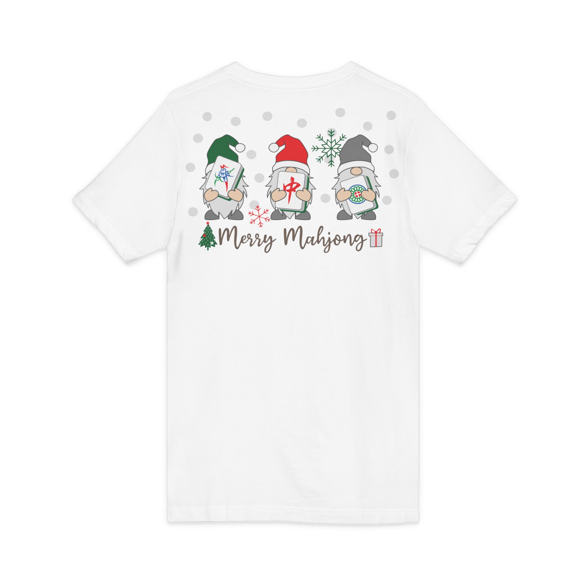 Merry Mahjong Christmas Tree V-Neck Tee | Festive Mahjong Tile Graphic Shirt for Game Lovers - Image 4