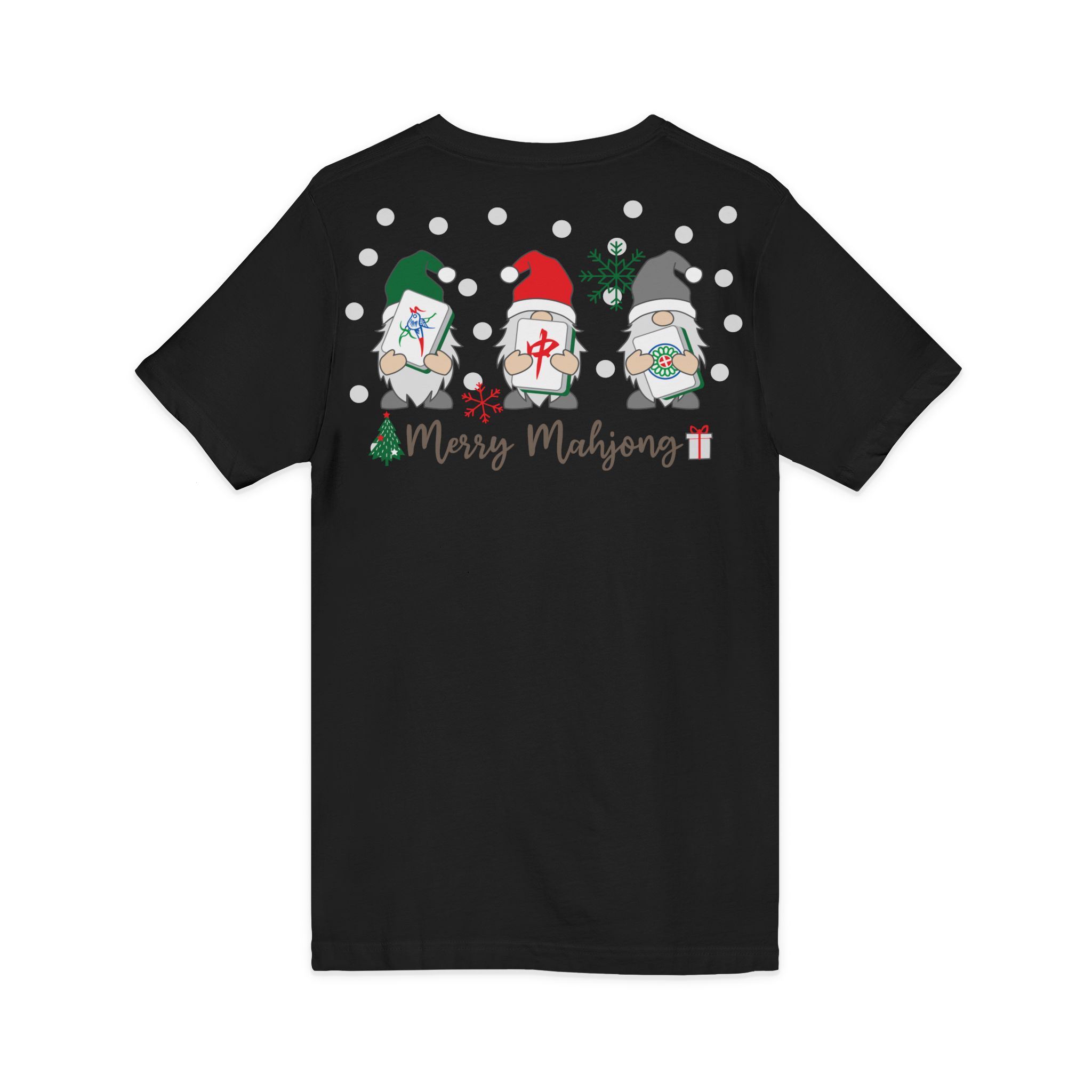 Merry Mahjong Christmas Tree V-Neck Tee | Festive Mahjong Tile Graphic Shirt for Game Lovers - Image 16