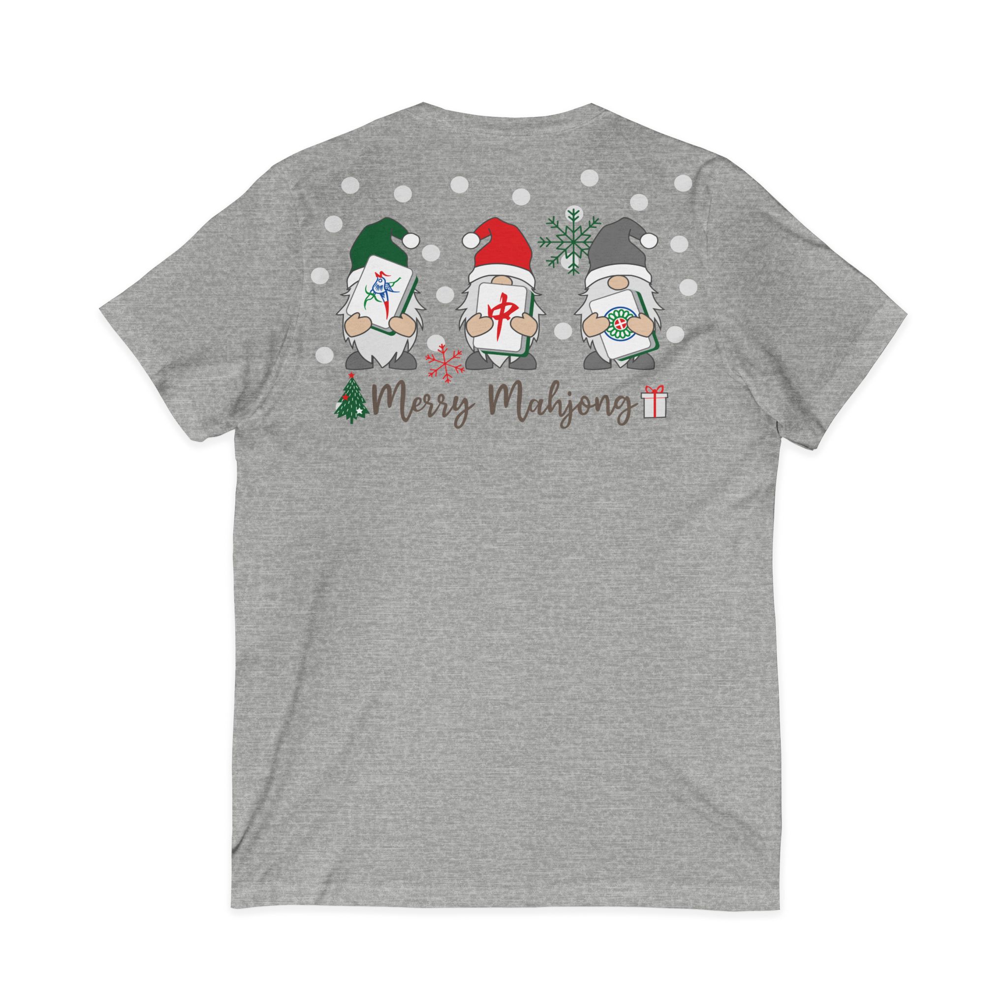 Merry Mahjong Christmas Tree V-Neck Tee | Festive Mahjong Tile Graphic Shirt for Game Lovers - Image 18