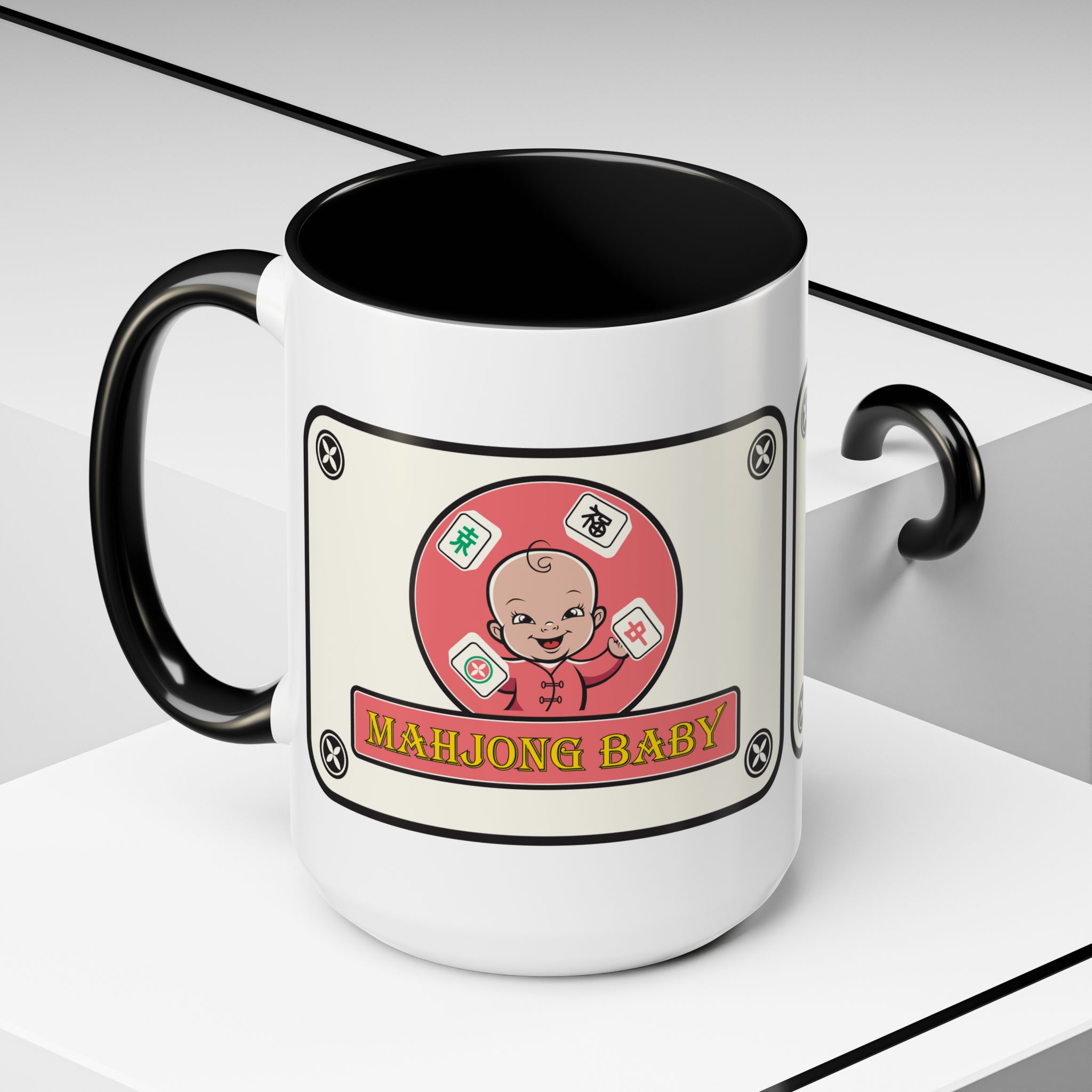 Mahjong Baby Accent Coffee Mug | Retro Ceramic Cup (11oz & 15oz) - Image 24