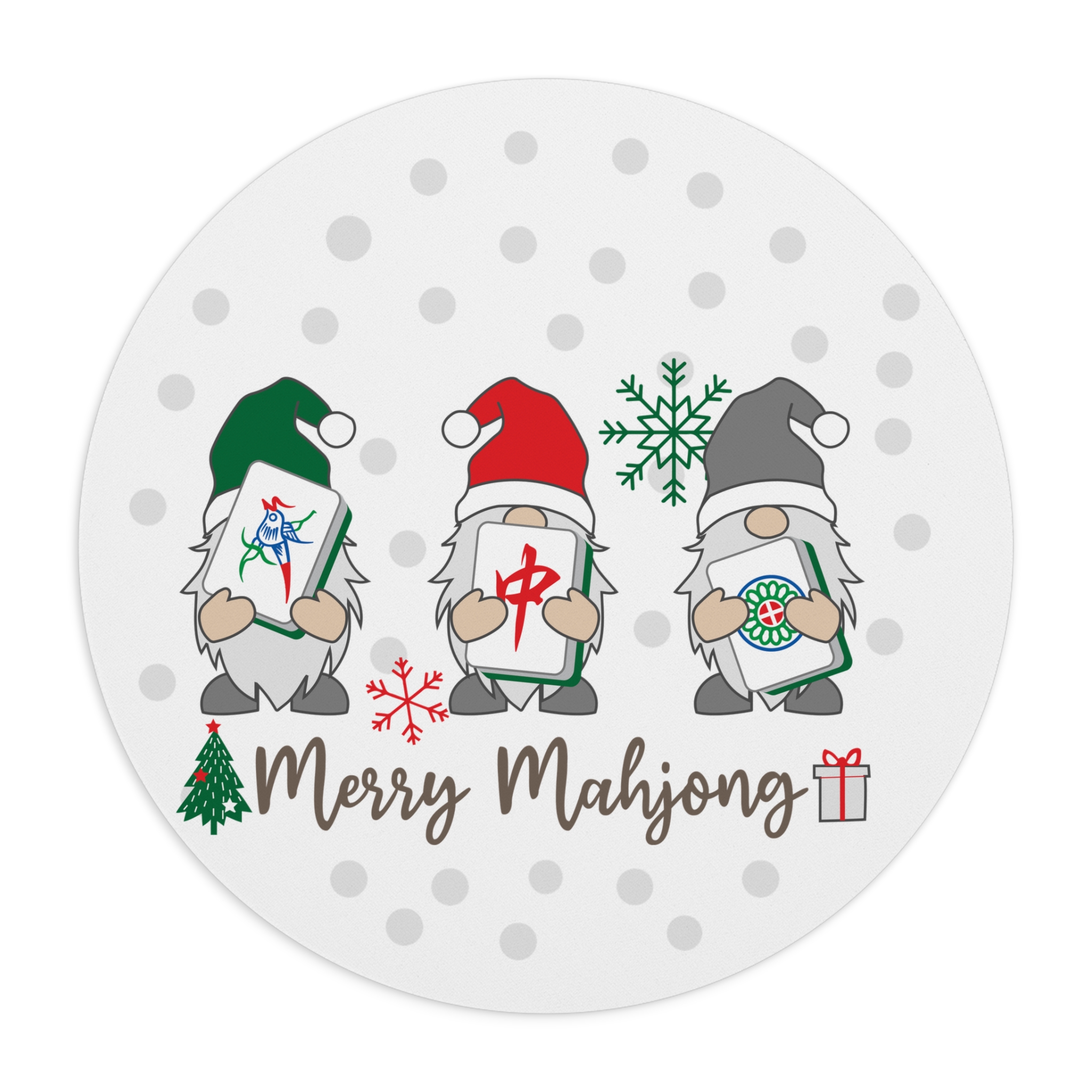 Merry Mahjong Baby Mouse Pad | White Santa Mahjong Tile Design (Round or Rectangle) - Image 5