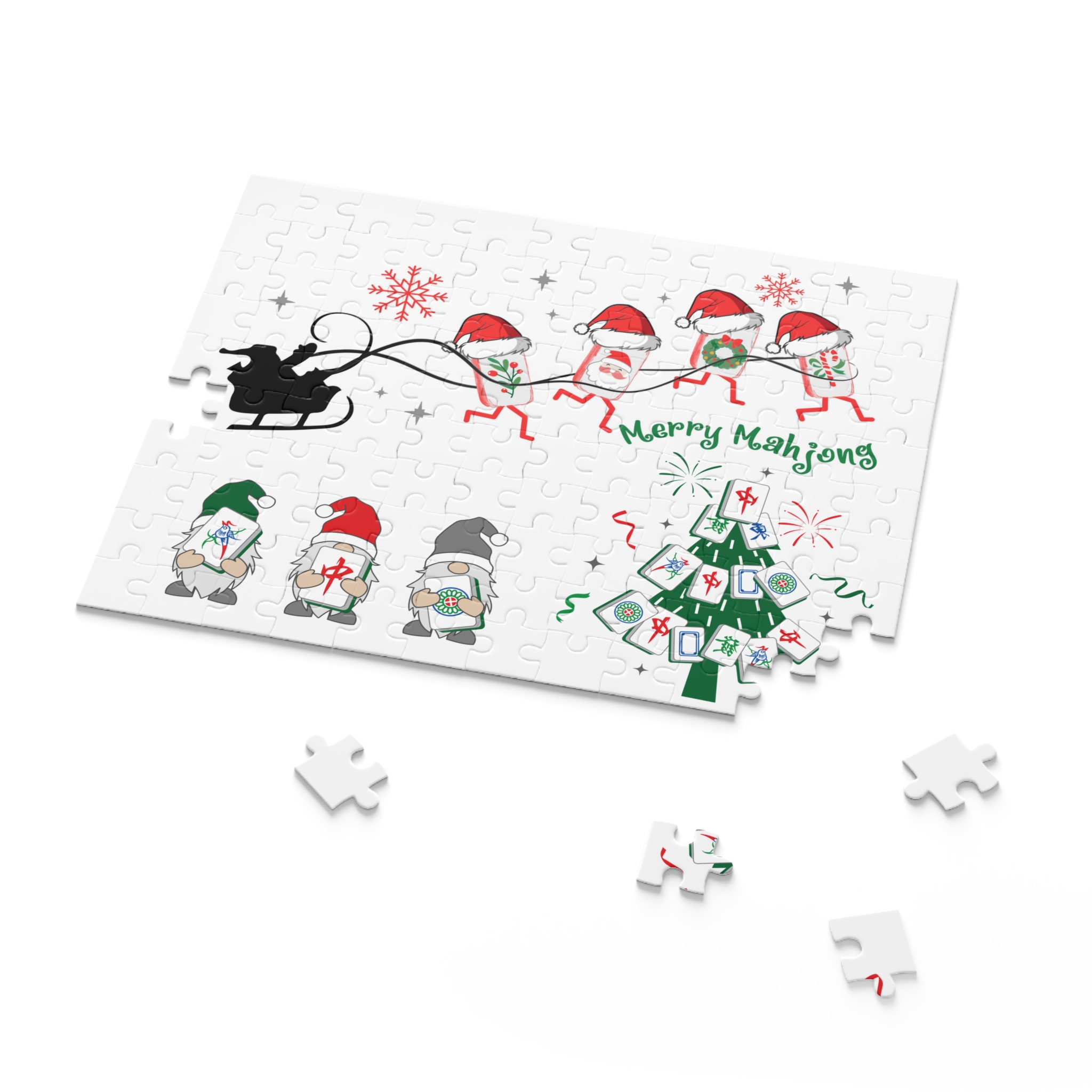 Merry Mahjong Christmas Puzzle | Holiday Mahjong Jigsaw (120, 252, 500 Pieces) - Image 8