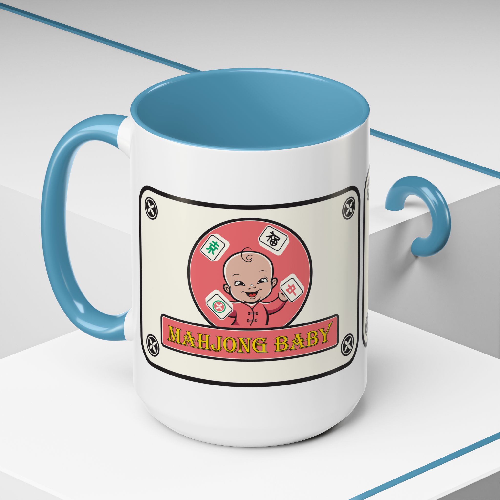 Mahjong Baby Accent Coffee Mug | Retro Ceramic Cup (11oz & 15oz) - Image 60