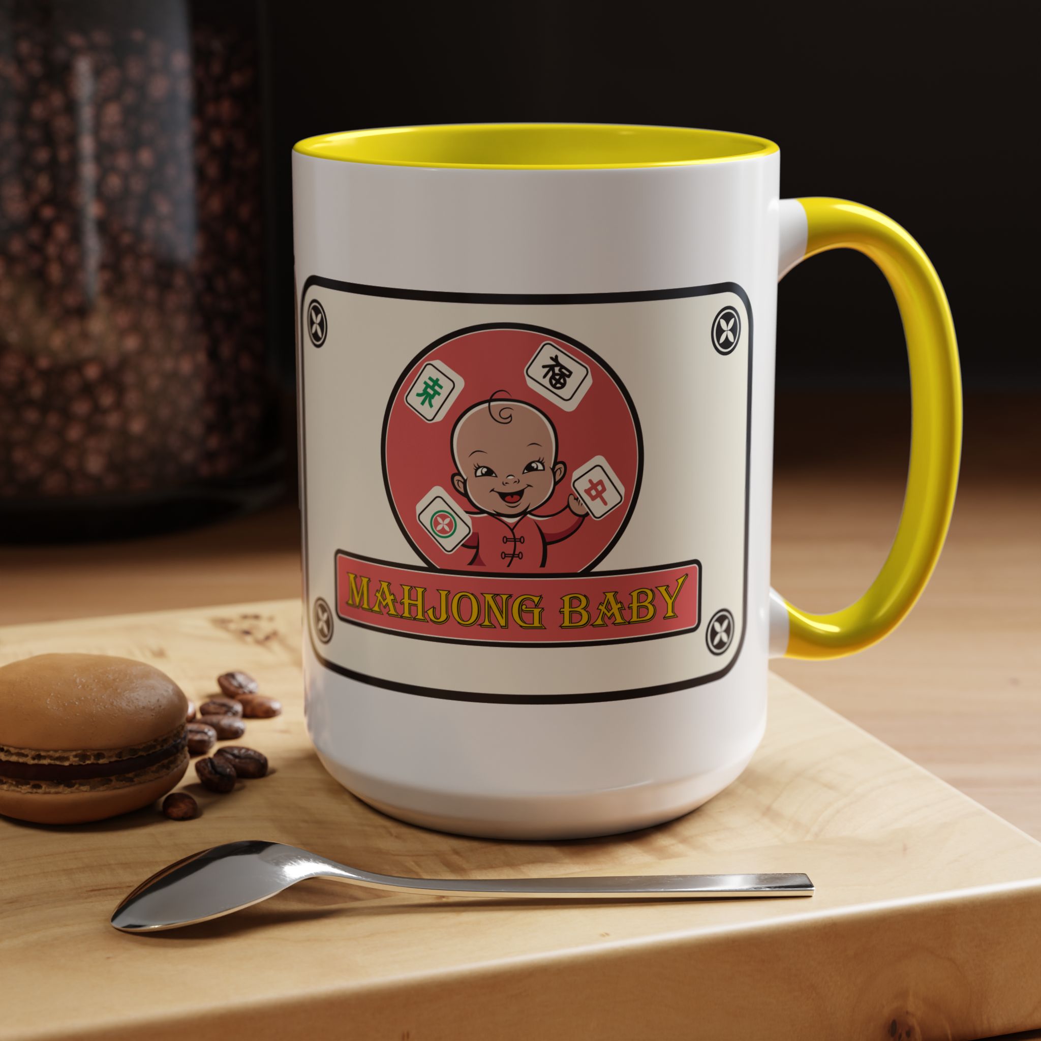 Mahjong Baby Accent Coffee Mug | Retro Ceramic Cup (11oz & 15oz) - Image 95