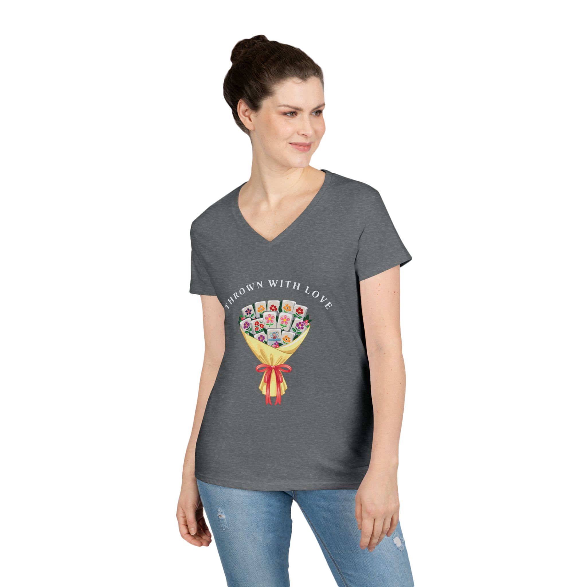 Thrown With Love Classic Mahjong Women’s V-Neck T-Shirt - Image 15