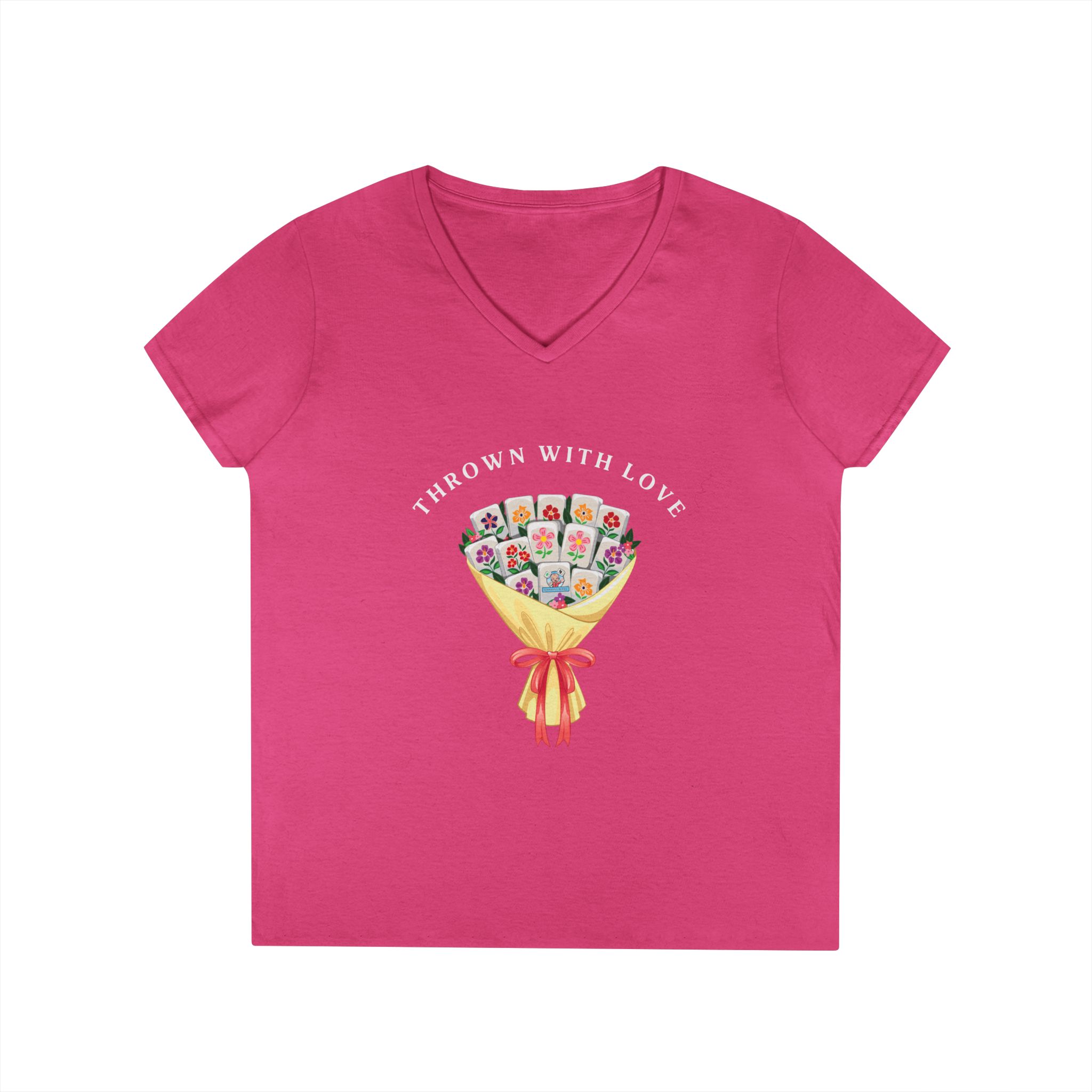 Thrown With Love Classic Mahjong Women’s V-Neck T-Shirt - Image 37