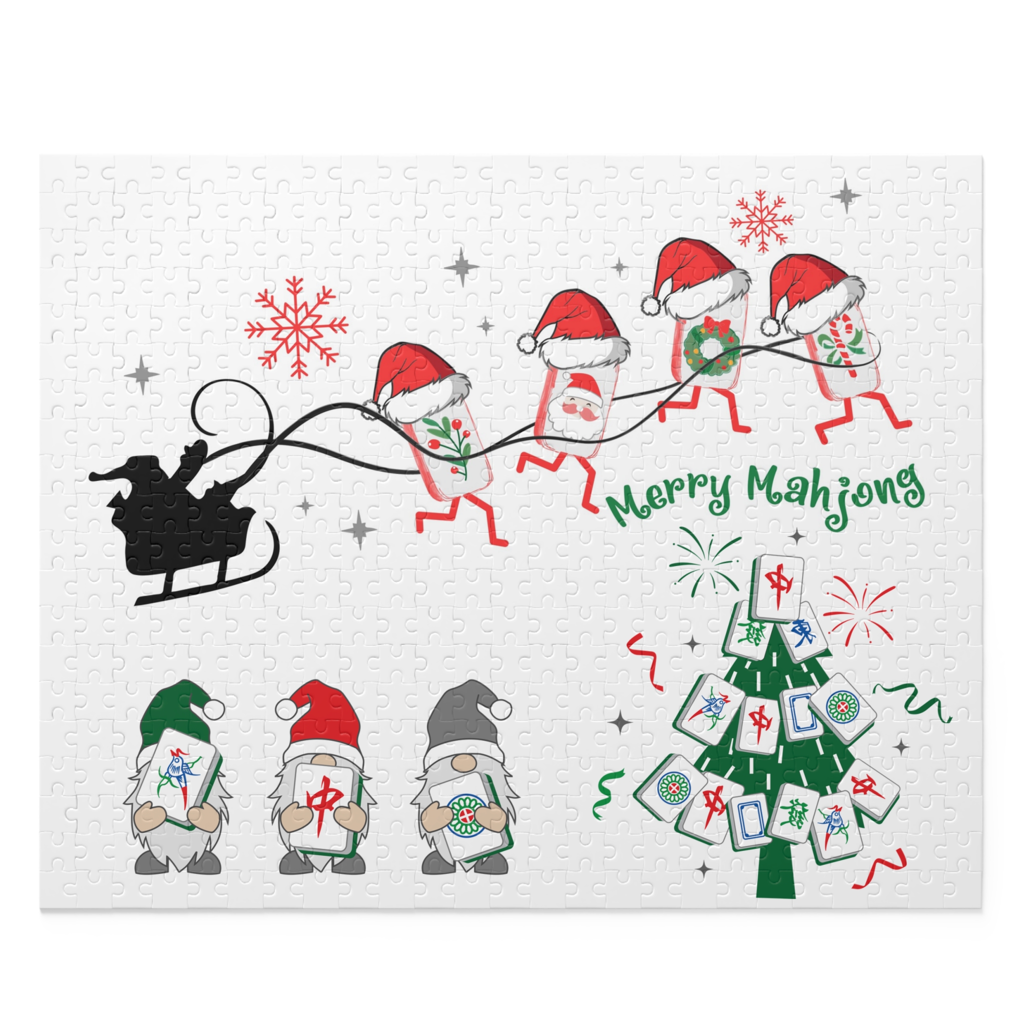 Merry Mahjong Christmas Puzzle | Holiday Mahjong Jigsaw (120, 252, 500 Pieces) - Image 9