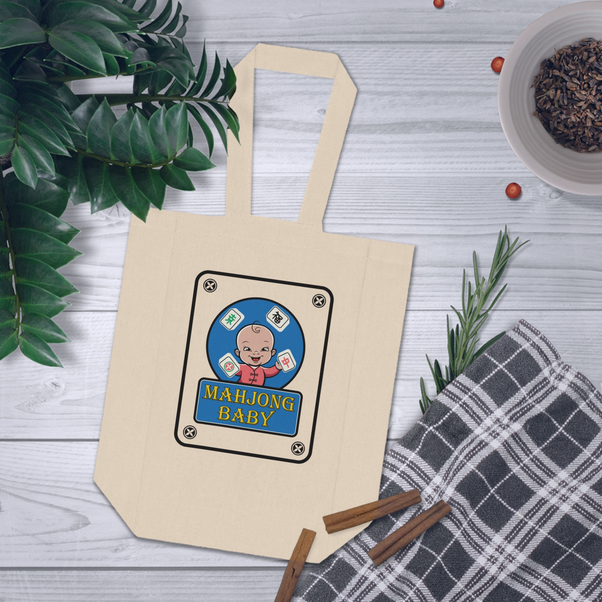 Mahjong Valentine Wine Gift Bag | Double Bottle Canvas Tote - Image 4
