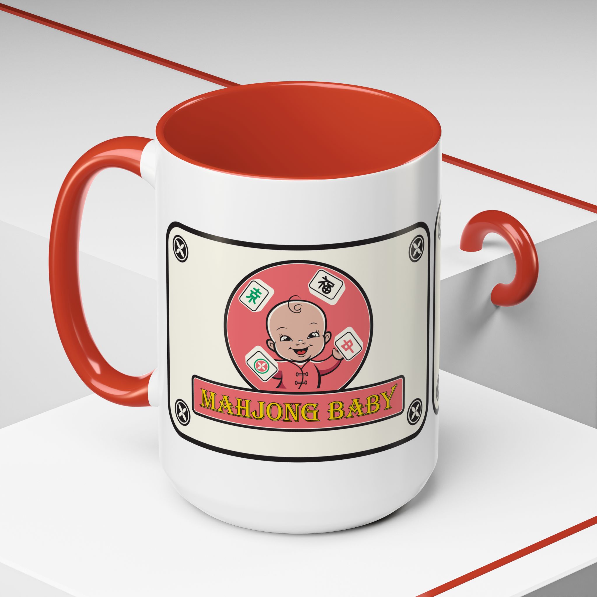 Mahjong Baby Accent Coffee Mug | Retro Ceramic Cup (11oz & 15oz) - Image 36