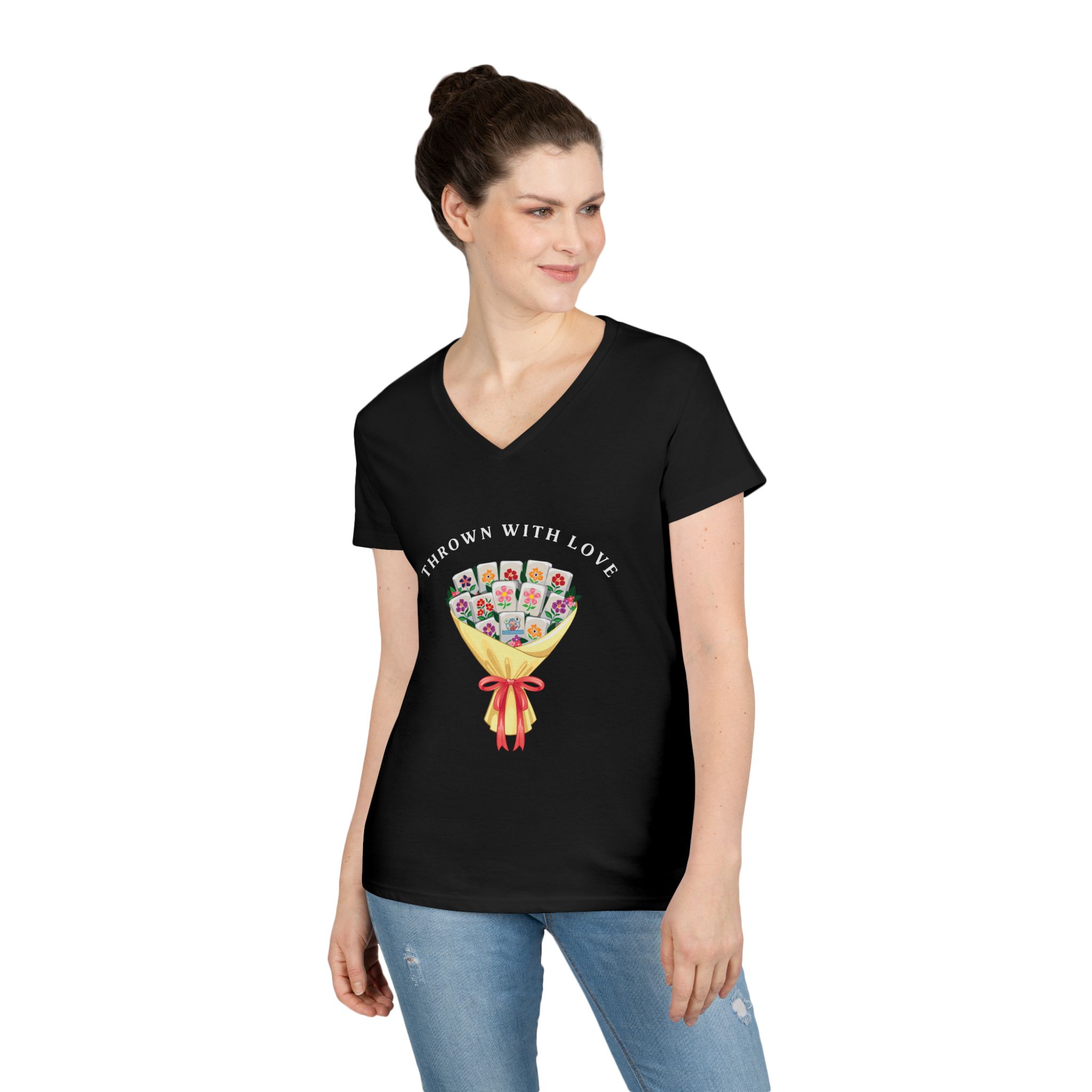 Thrown With Love Classic Mahjong Women’s V-Neck T-Shirt - Image 9