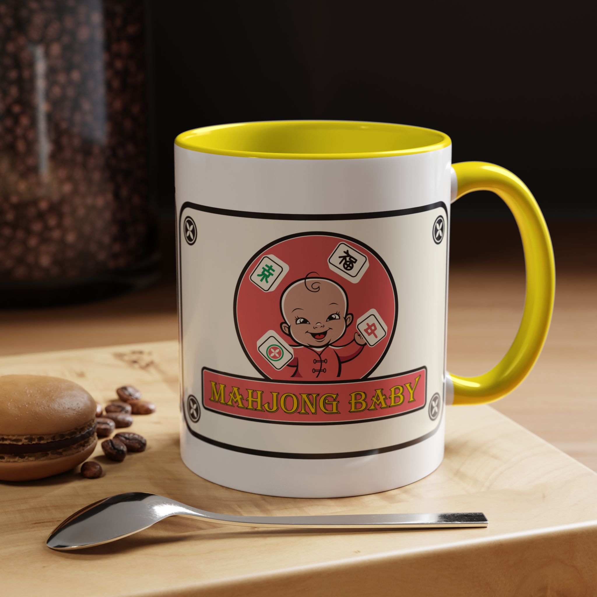Mahjong Baby Accent Coffee Mug | Retro Ceramic Cup (11oz & 15oz) - Image 77