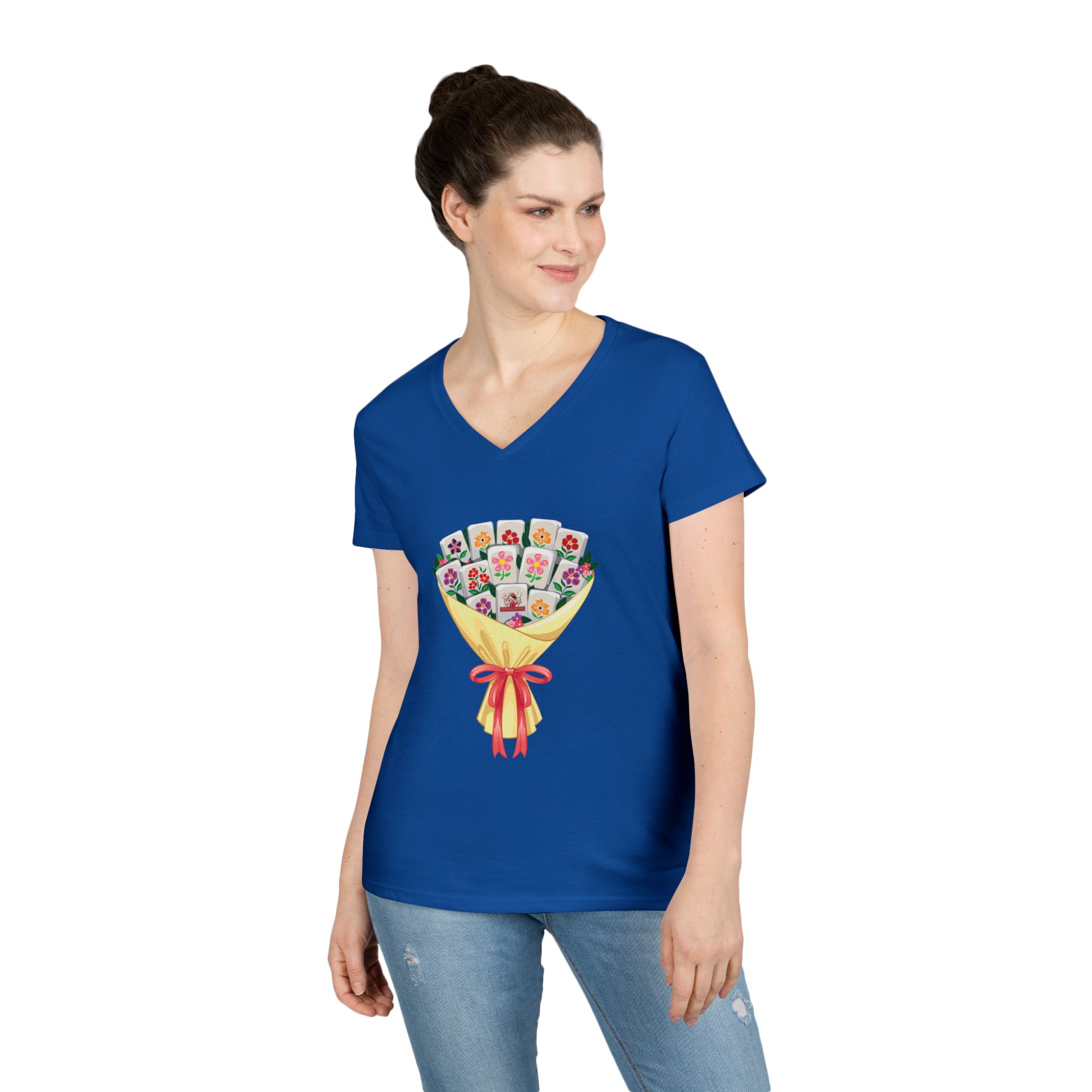 Thrown With Love Classic Mahjong Women’s V-Neck T-Shirt - Image 24