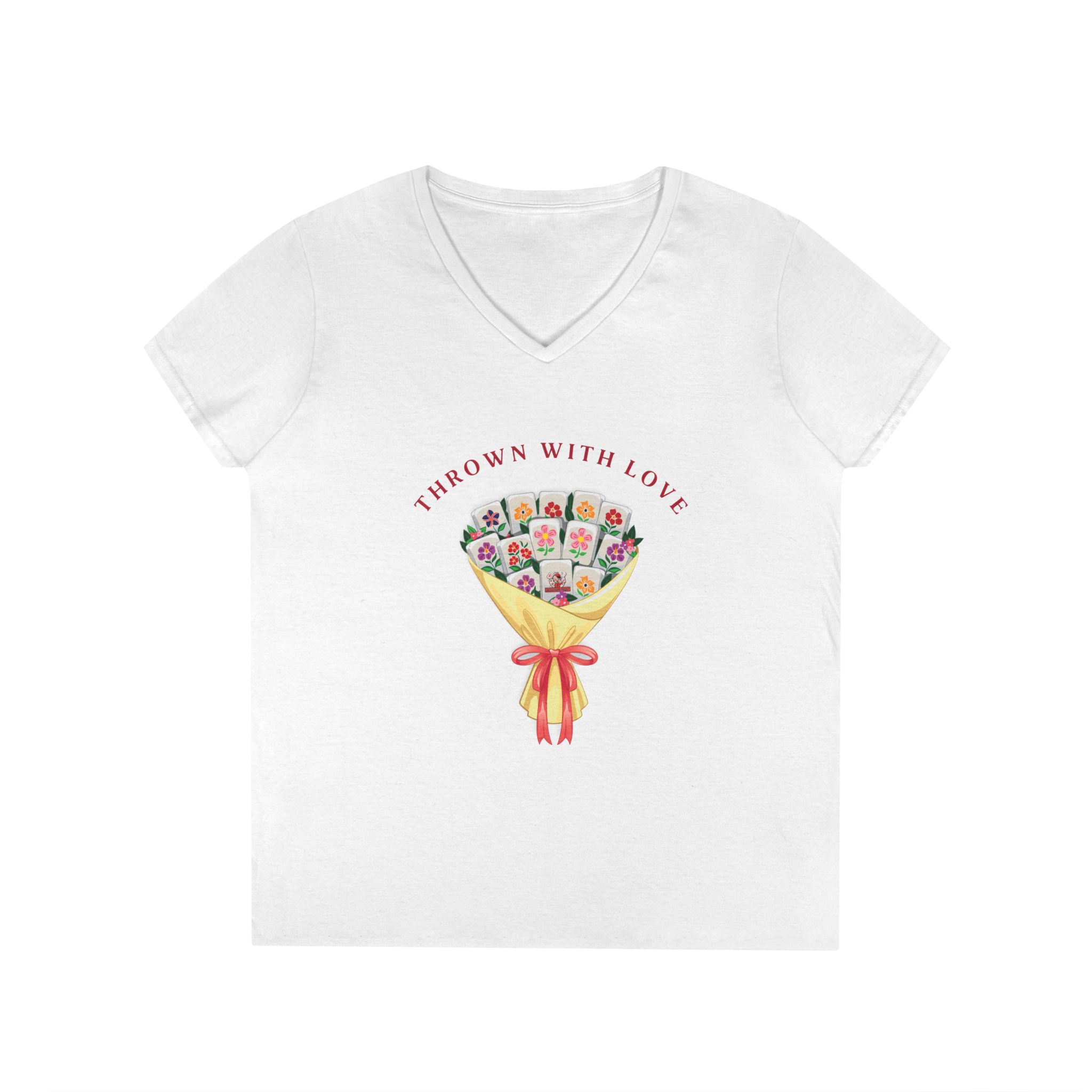 Thrown With Love Classic Mahjong Women’s V-Neck T-Shirt - Image 2