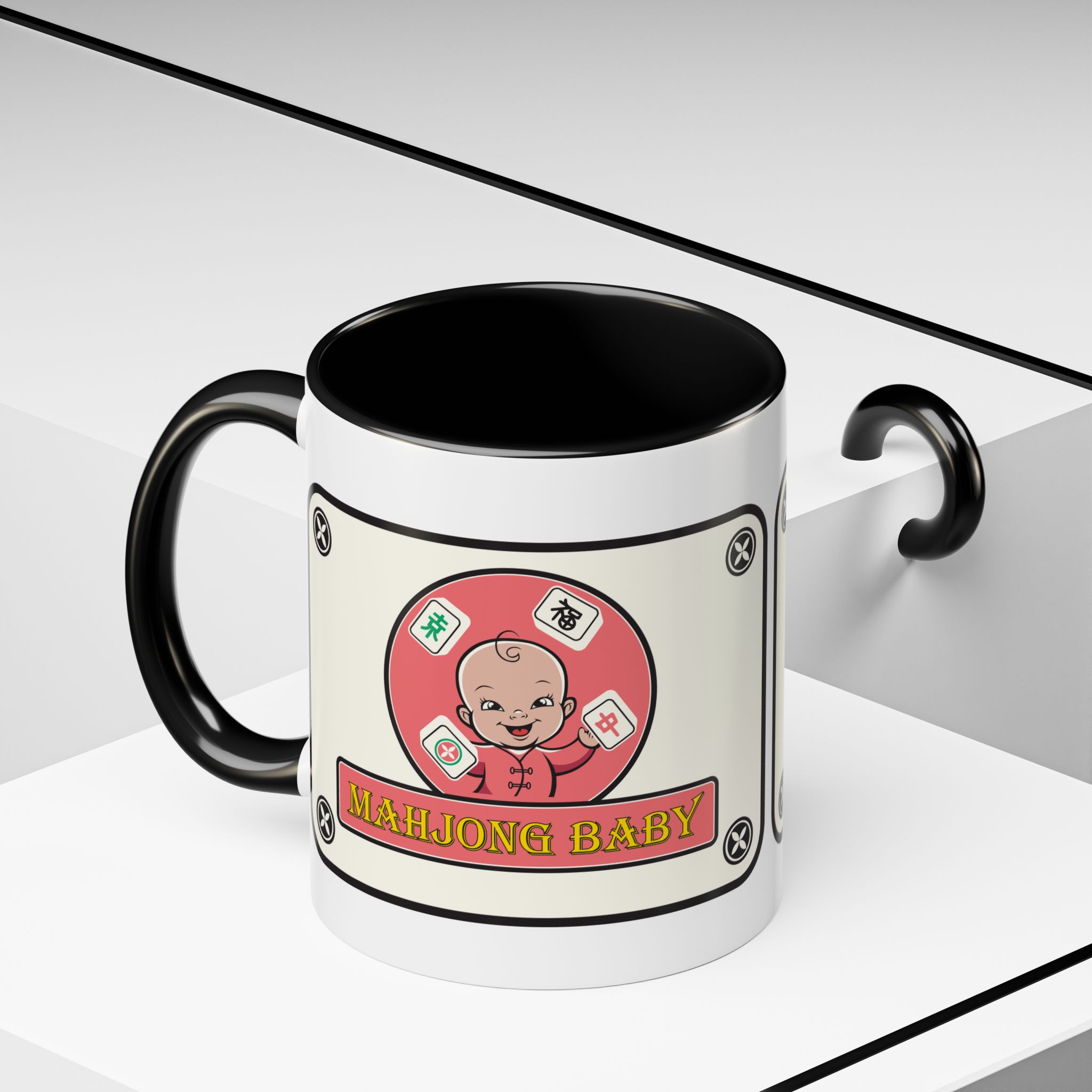 Mahjong Baby Accent Coffee Mug | Retro Ceramic Cup (11oz & 15oz) - Image 6
