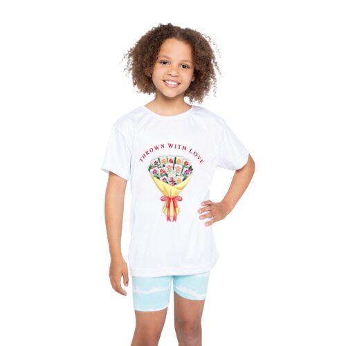 Kids Floral Mahjong Bouquet Sports Jersey — Cute Mahjong Tile Flower Bouquet Tee for Kids