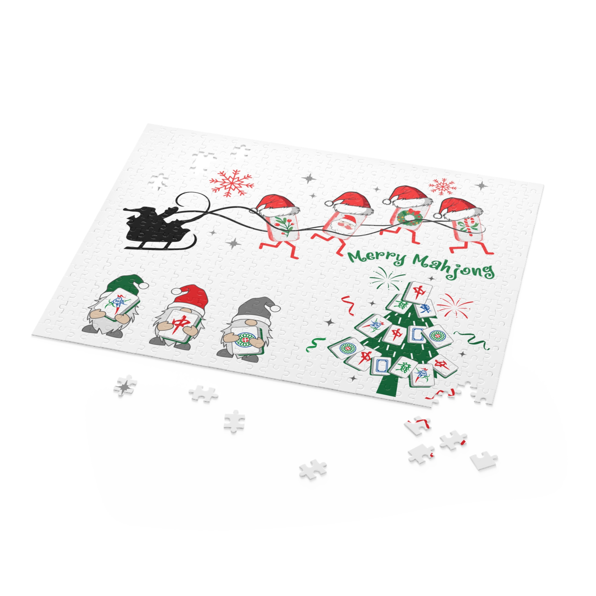 Merry Mahjong Christmas Puzzle | Holiday Mahjong Jigsaw (120, 252, 500 Pieces) - Image 12