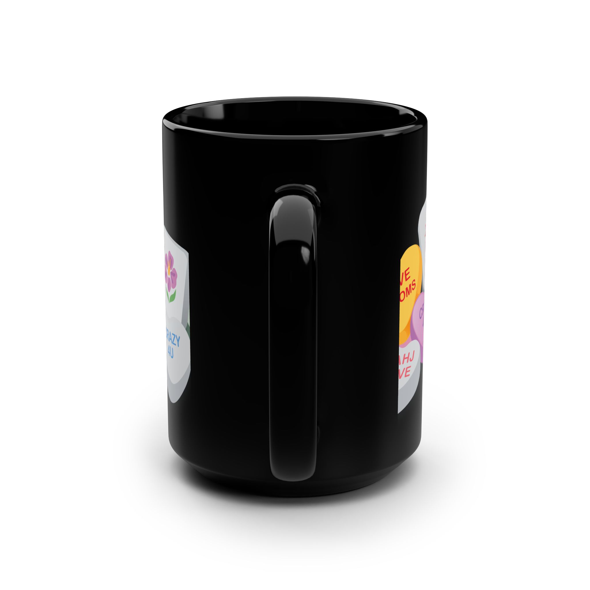 Valentine Conversation Hearts Black 15oz Mug — Cute 'My Love' & 'UR My Pair' Coffee Cup - Image 4