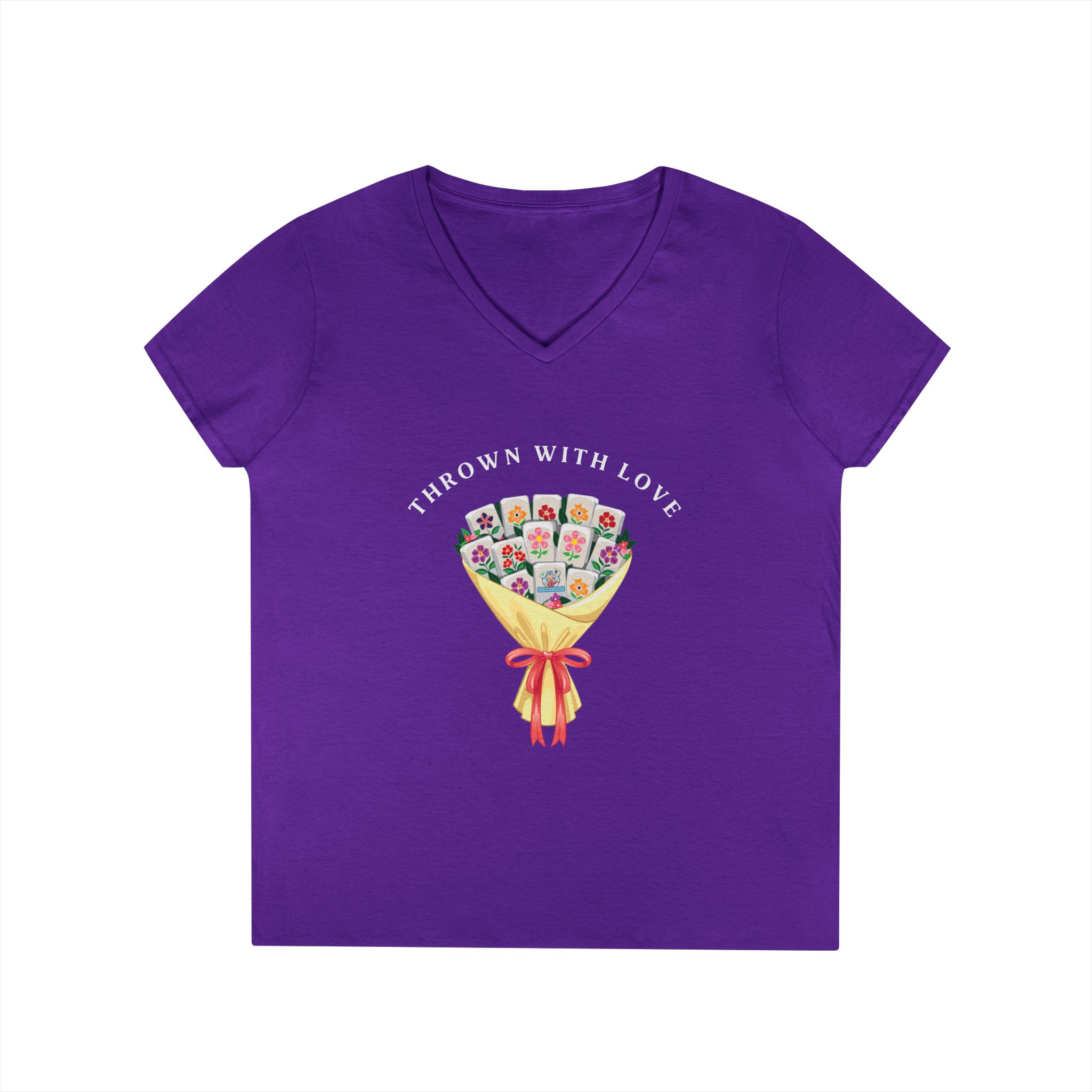 Thrown With Love Classic Mahjong Women’s V-Neck T-Shirt - Image 31