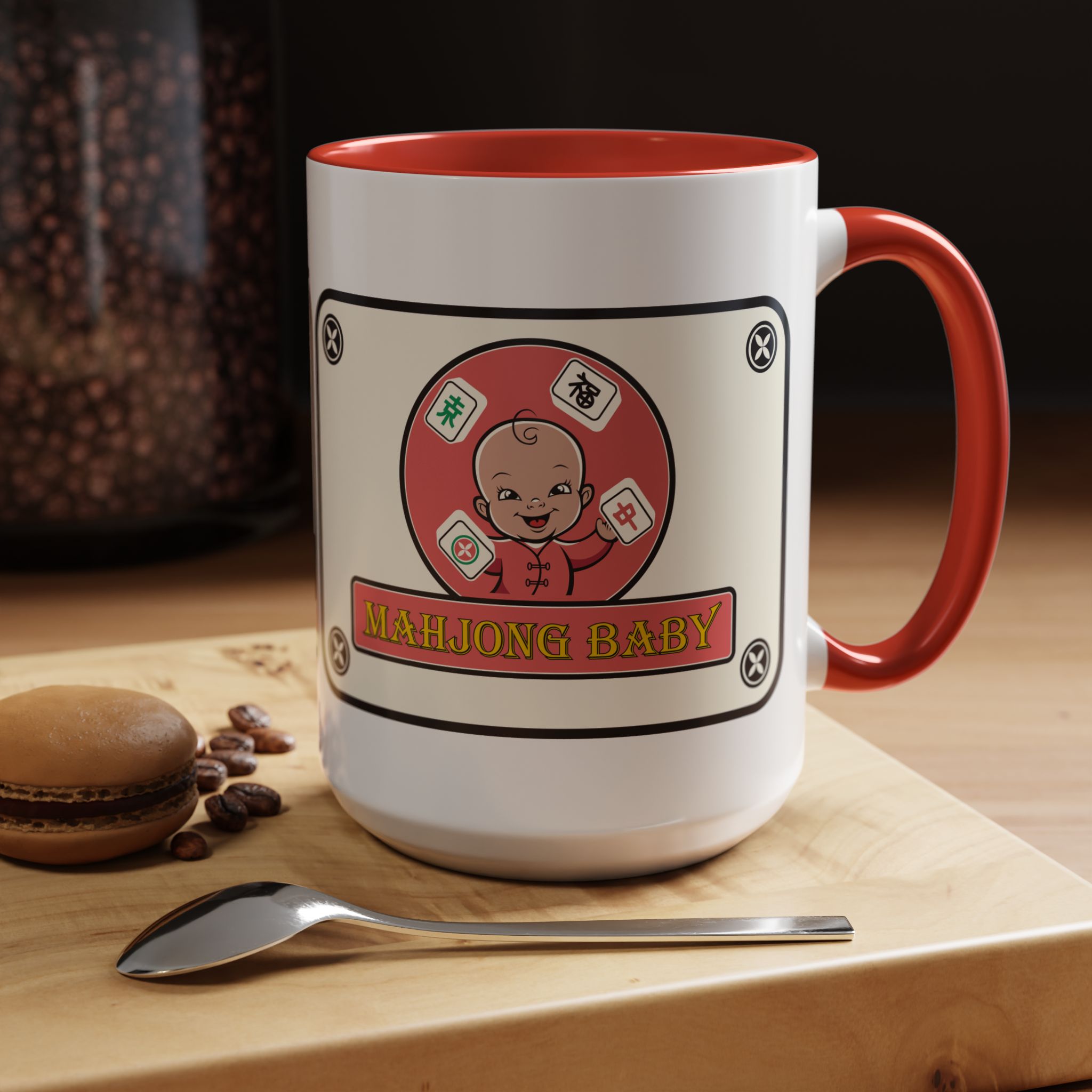 Mahjong Baby Accent Coffee Mug | Retro Ceramic Cup (11oz & 15oz) - Image 35