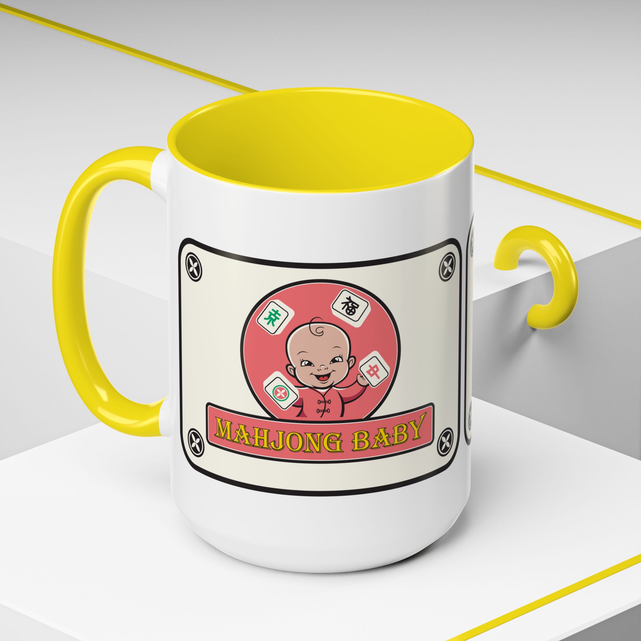 Mahjong Baby Accent Coffee Mug | Retro Ceramic Cup (11oz & 15oz) - Image 96