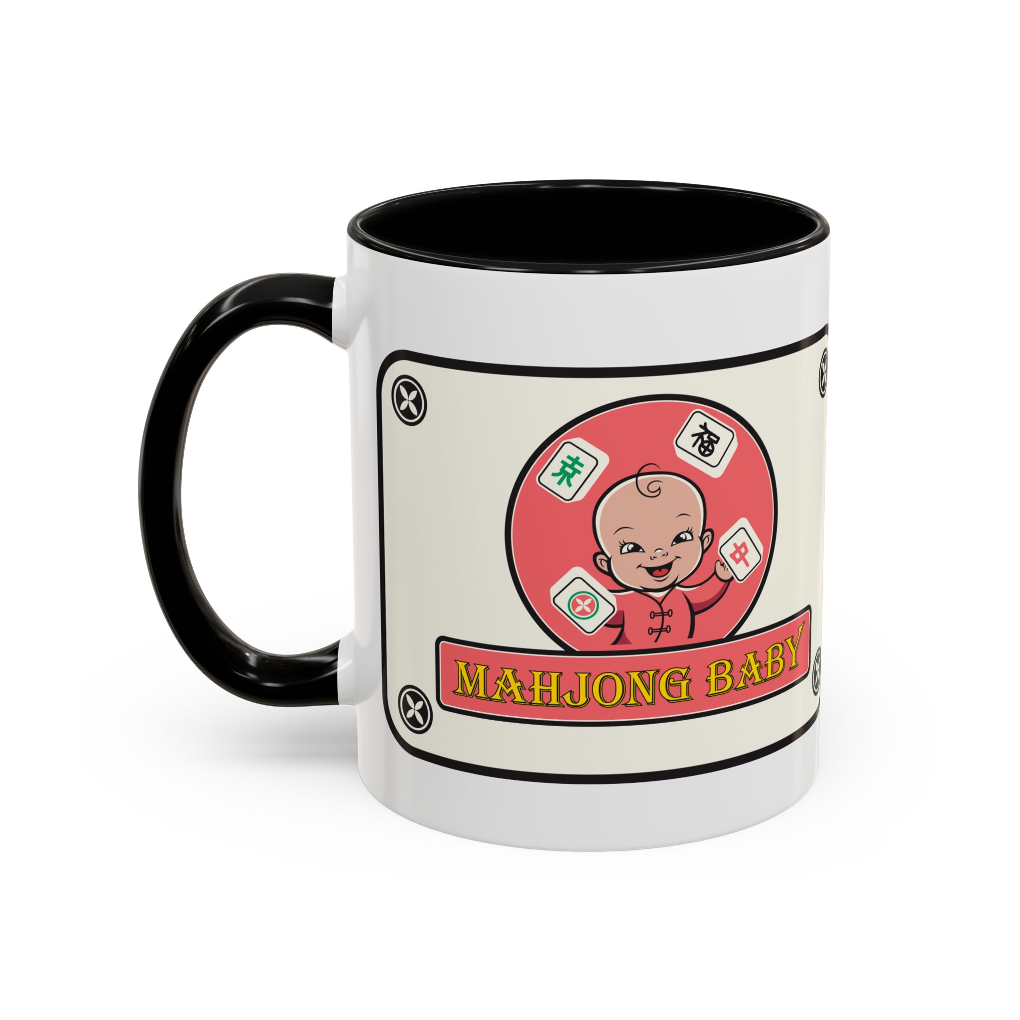 Mahjong Baby Accent Coffee Mug | Retro Ceramic Cup (11oz & 15oz) - Image 4