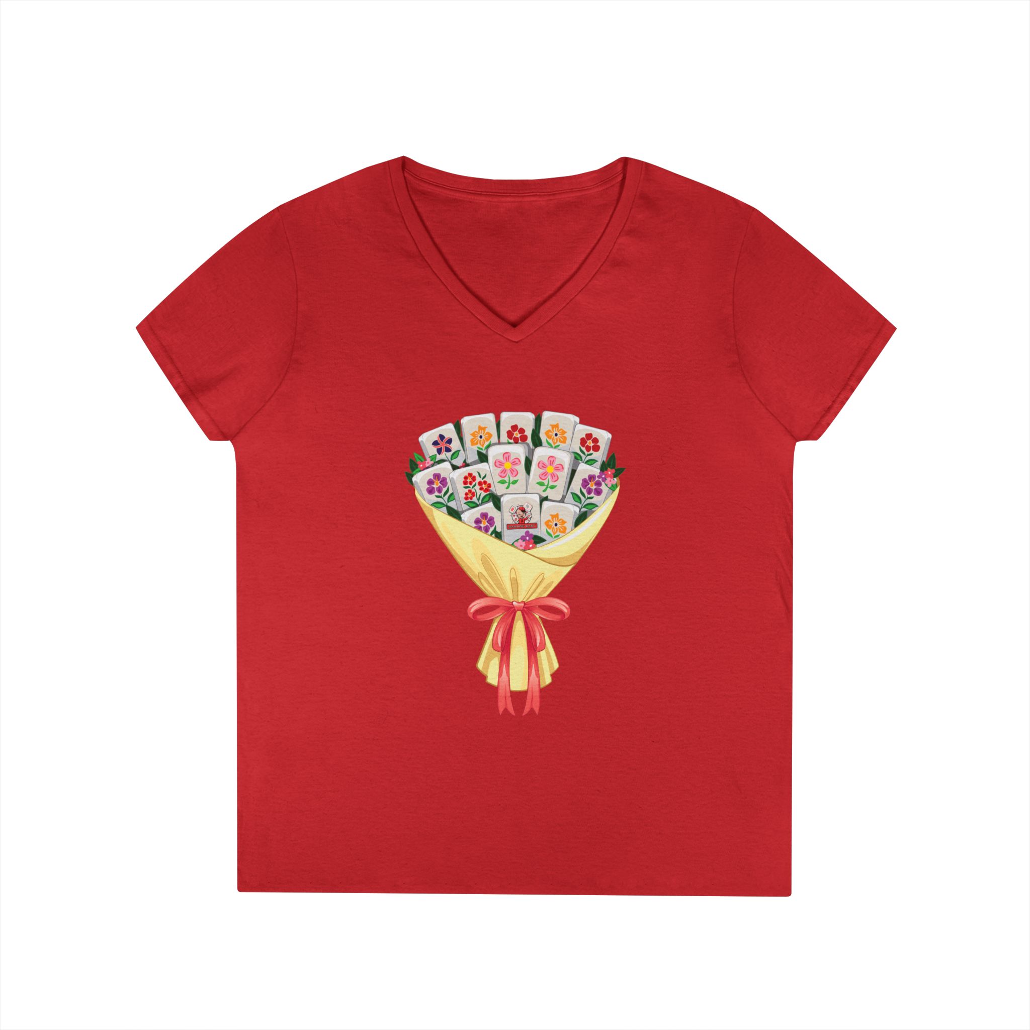 Thrown With Love Classic Mahjong Women’s V-Neck T-Shirt - Image 40